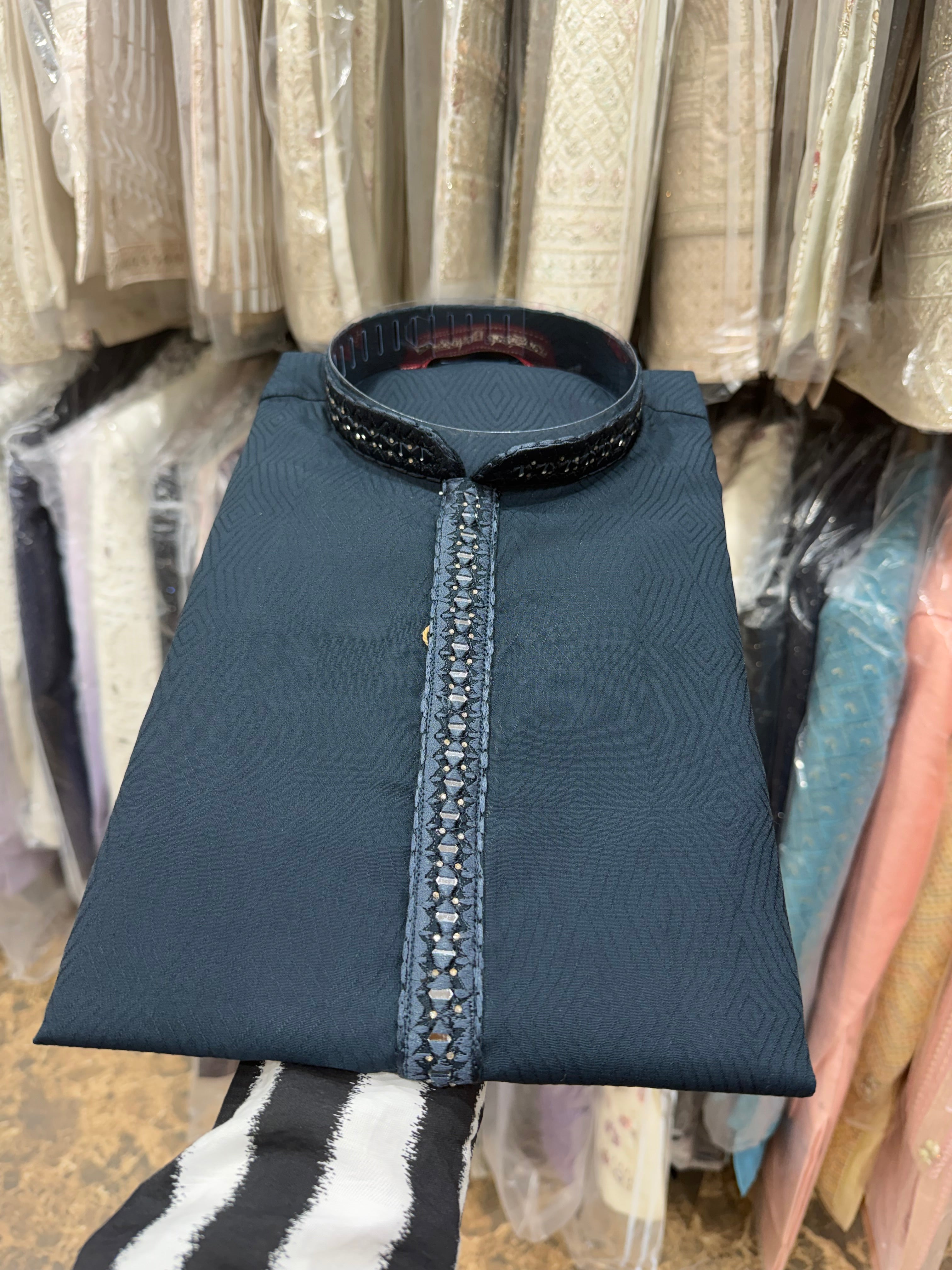 TEAL GREEN MIRROR WORK DESIGNER KURTA
