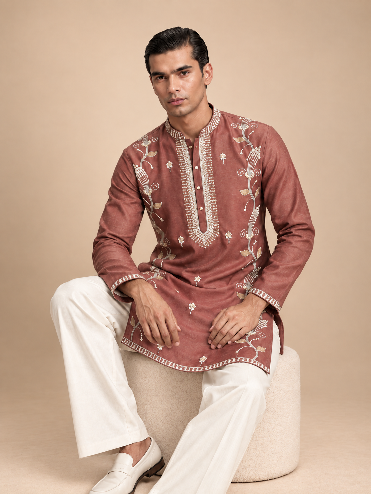 DUSTY ROSE EMBROIDERED KURTA