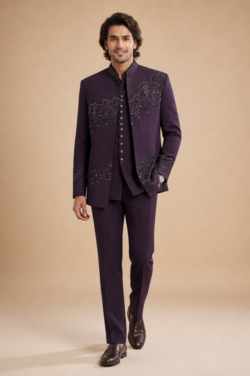 MEN'S DEEP WINE INDO-WESTERN