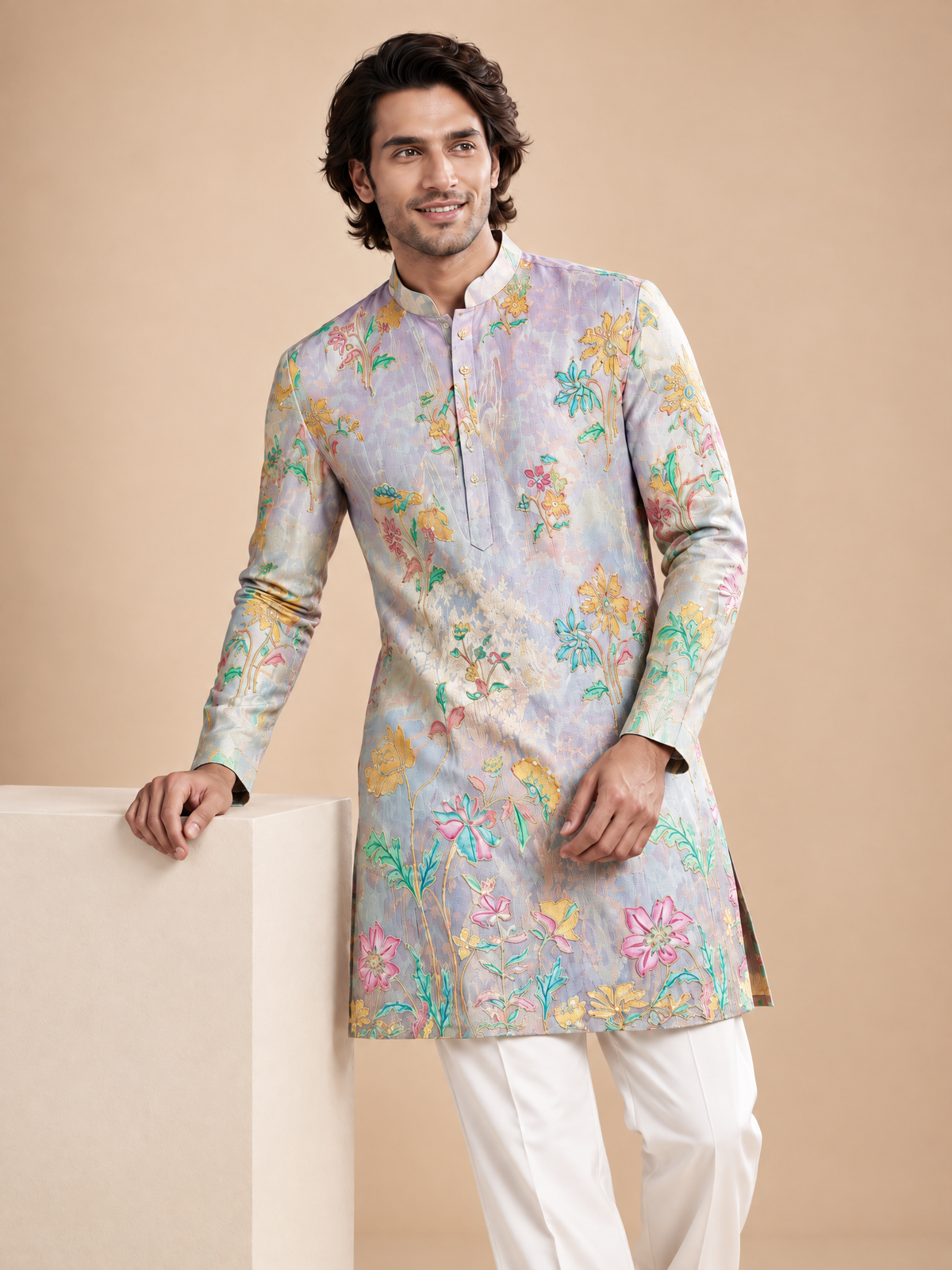 PASTEL FLORAL PRINTED KURTA
