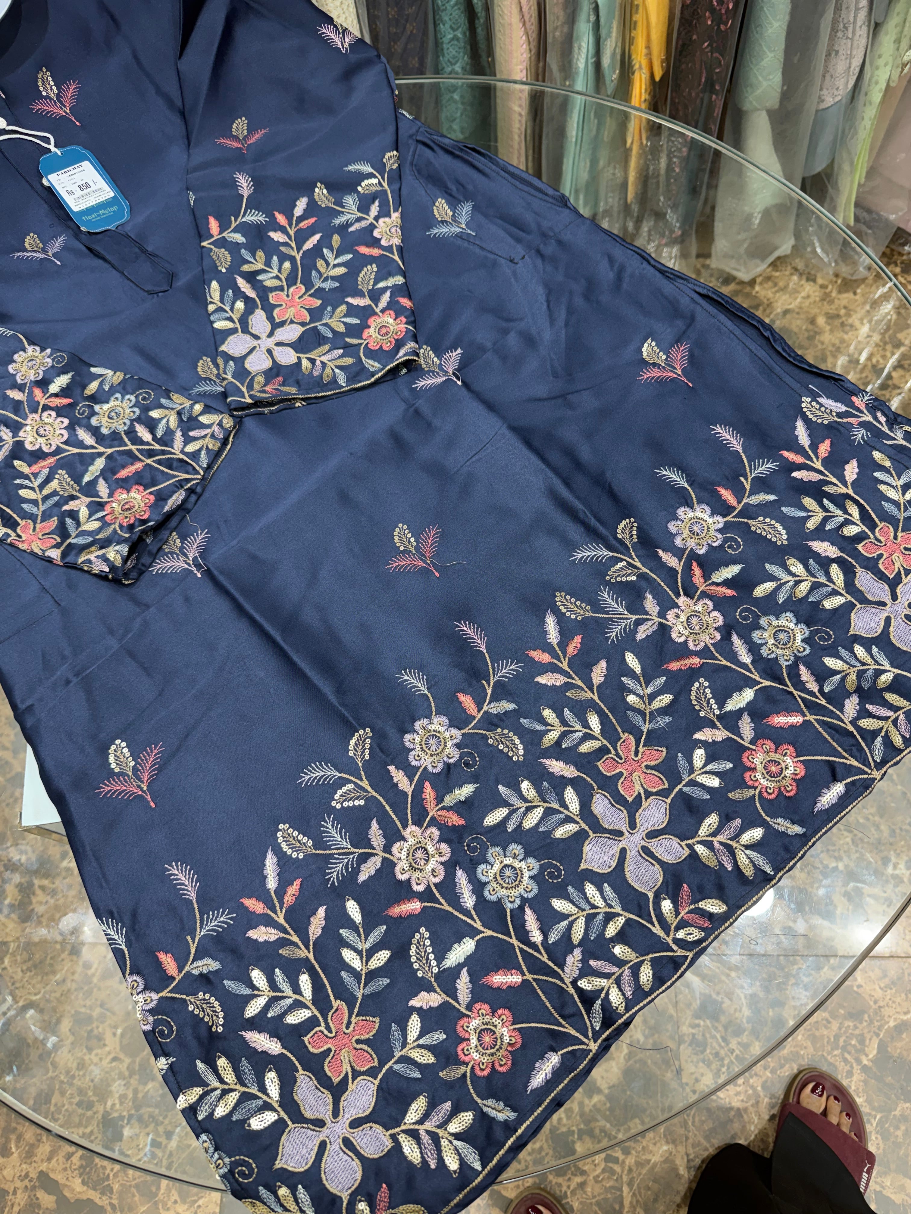 NAVY BLUE PANELING KURTA