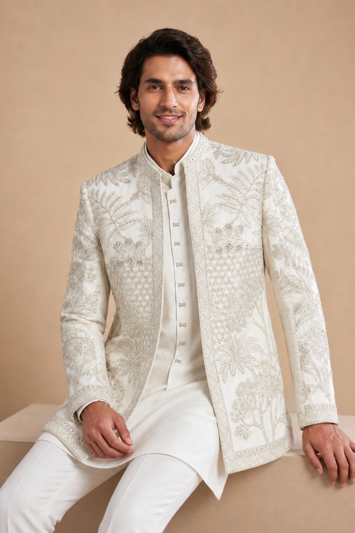 MEN'S  EMBROIDERED SHERWANI INDO-WESTERN