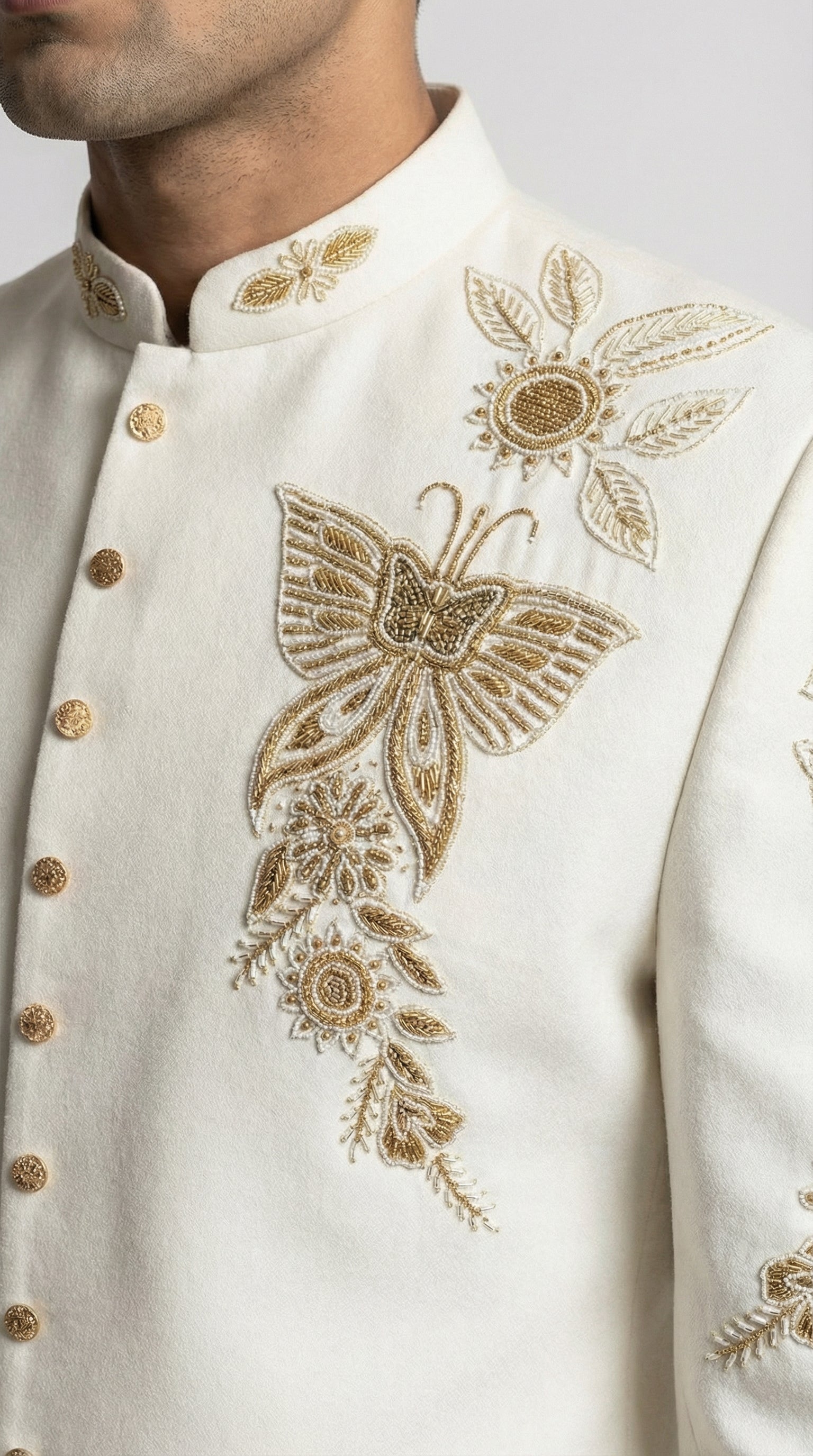 RESPLENDENT CREAM EMBROIDERED JODHPURI