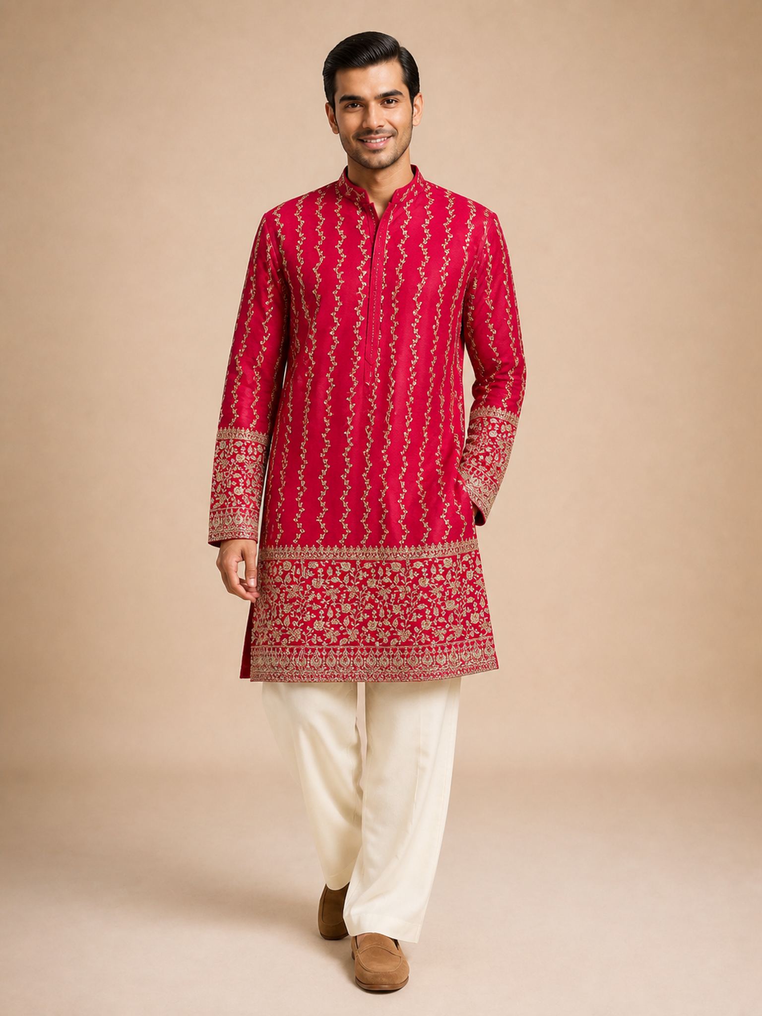 ROYAL CRIMSON EMBROIDERED KURTA