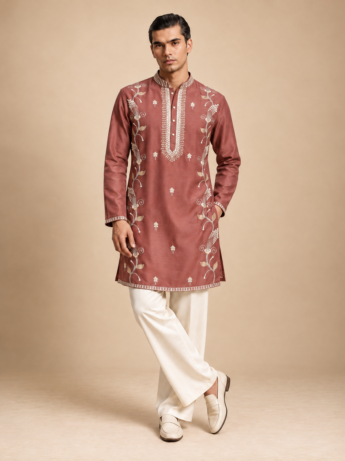 DUSTY ROSE EMBROIDERED KURTA
