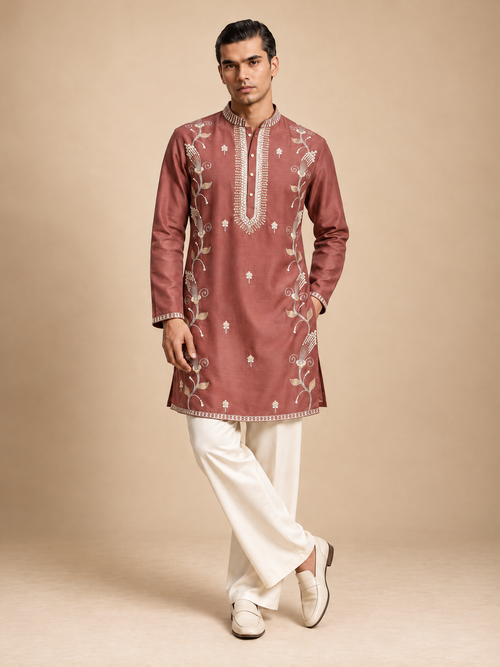 DUSTY ROSE EMBROIDERED KURTA