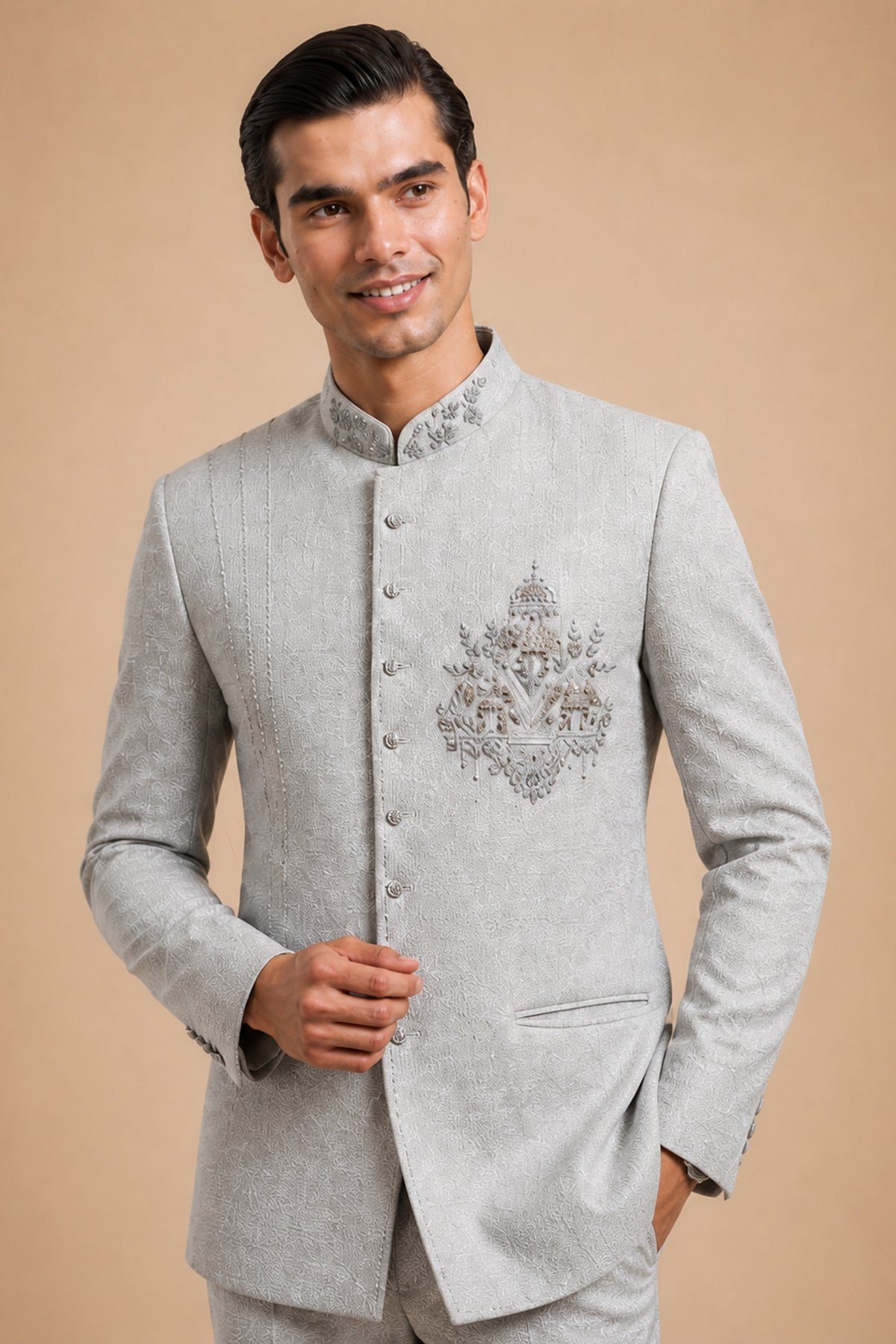 LIGHT GREY DESIGNER INDO-WESTERN