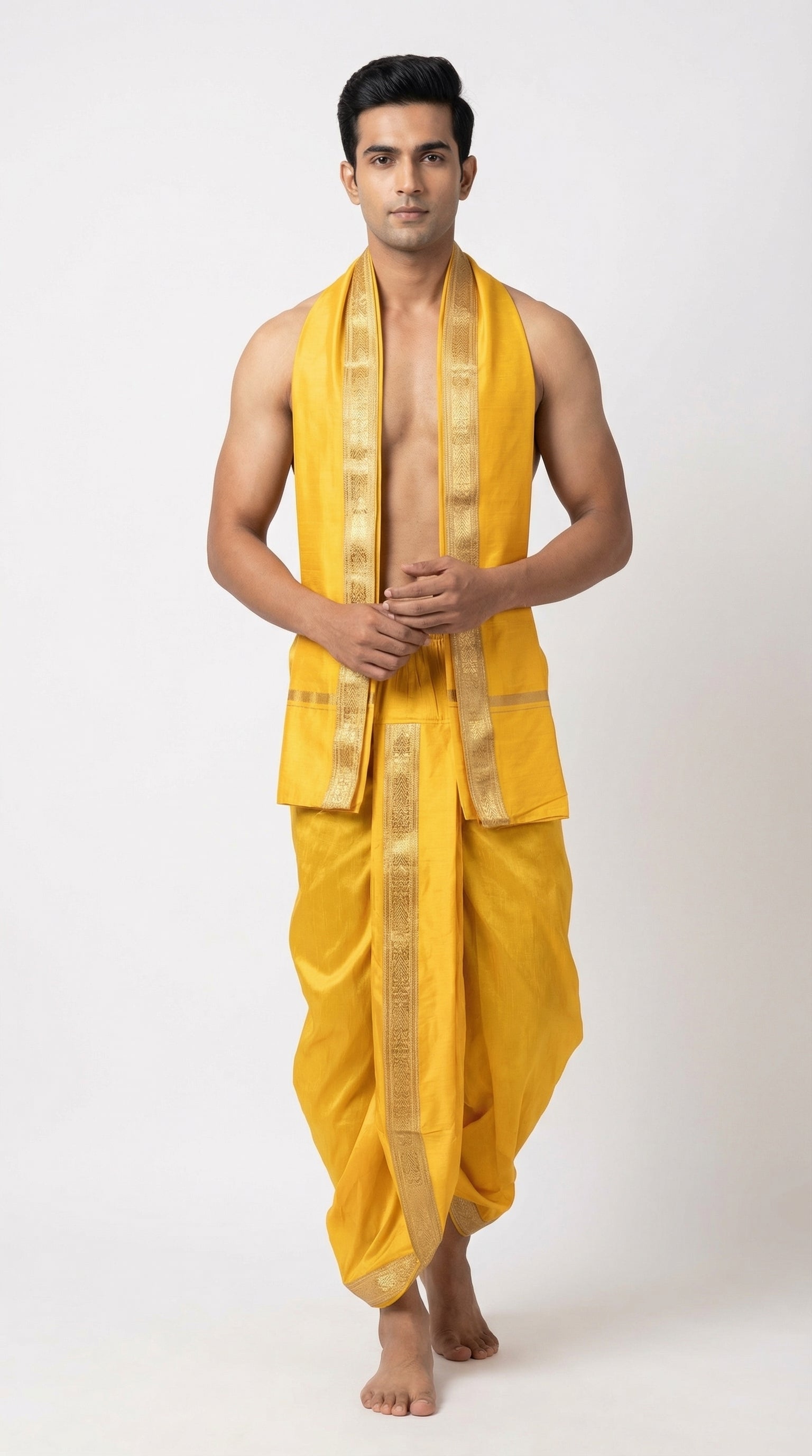 MUSTURD YELLOW DHOTI UPARNA