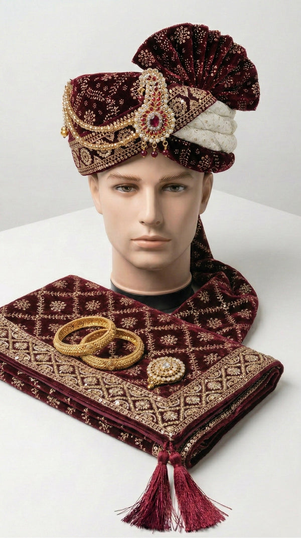 MARRON SAFA AND SHAWL