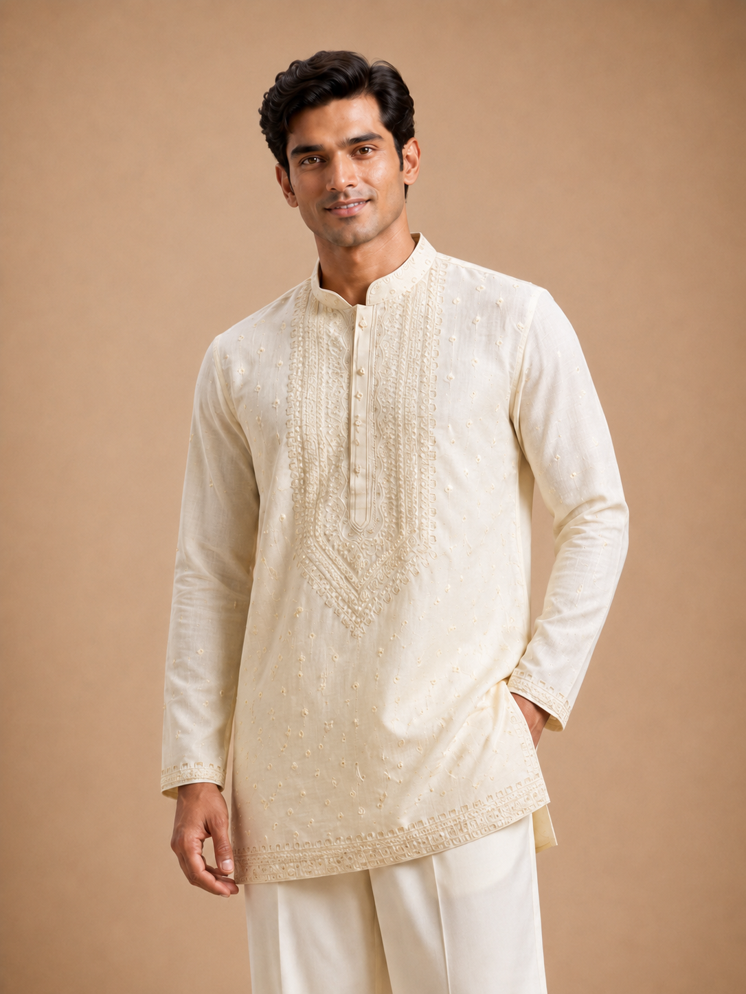 WHITE EMBROIDERED KURTA