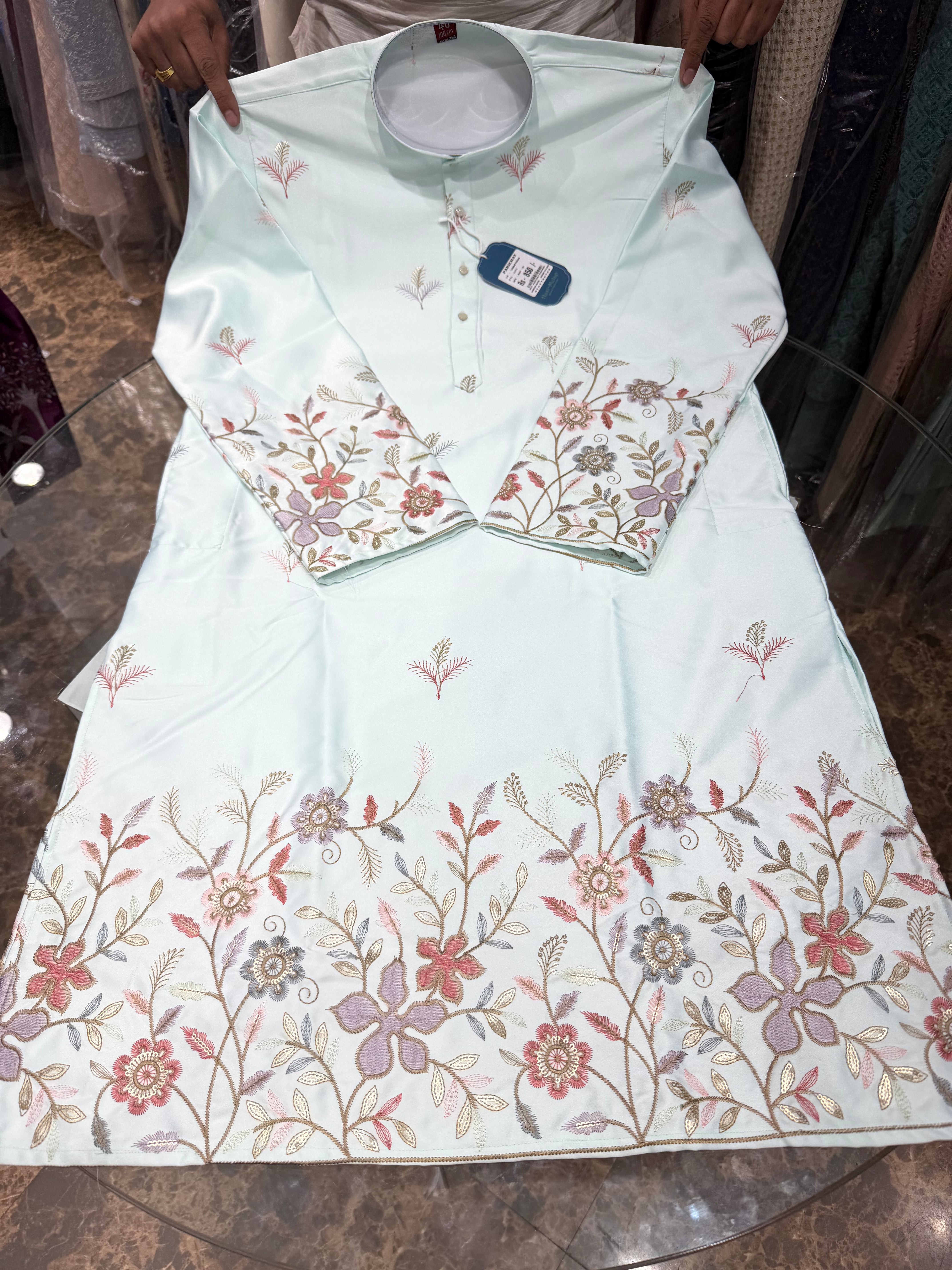 LIGHT SKY BLUE PANELING KURTA