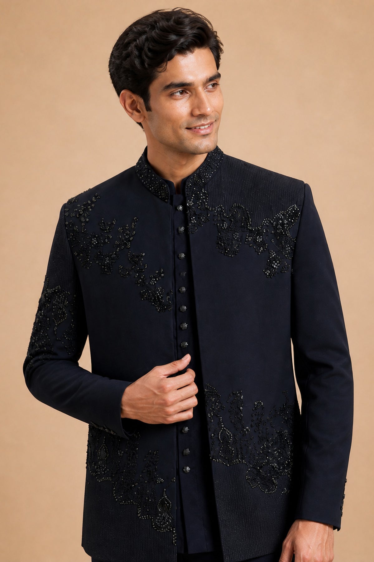 MEN'S  DEEP BLUE INDO-WESTERN SUIT