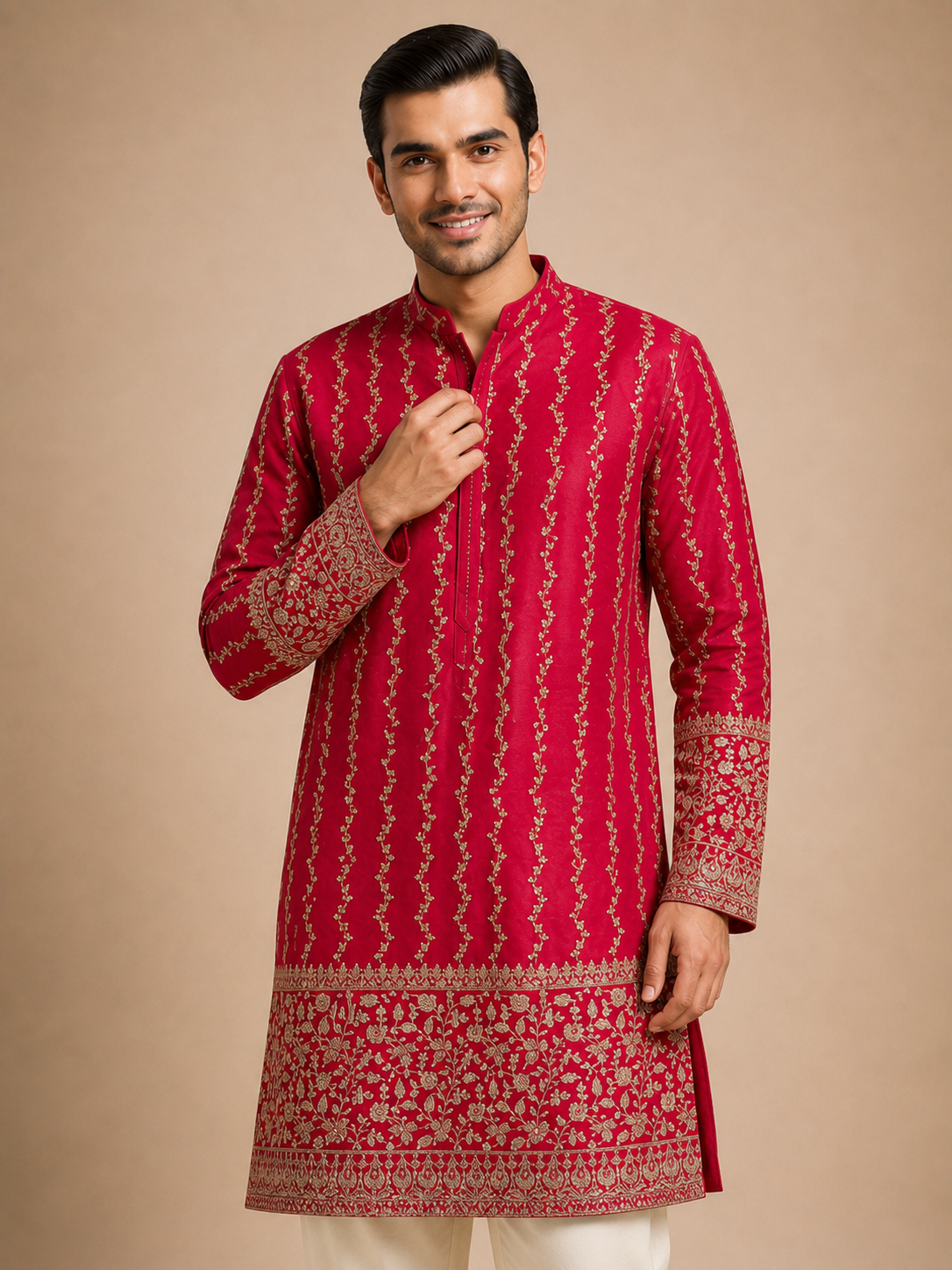 ROYAL CRIMSON EMBROIDERED KURTA