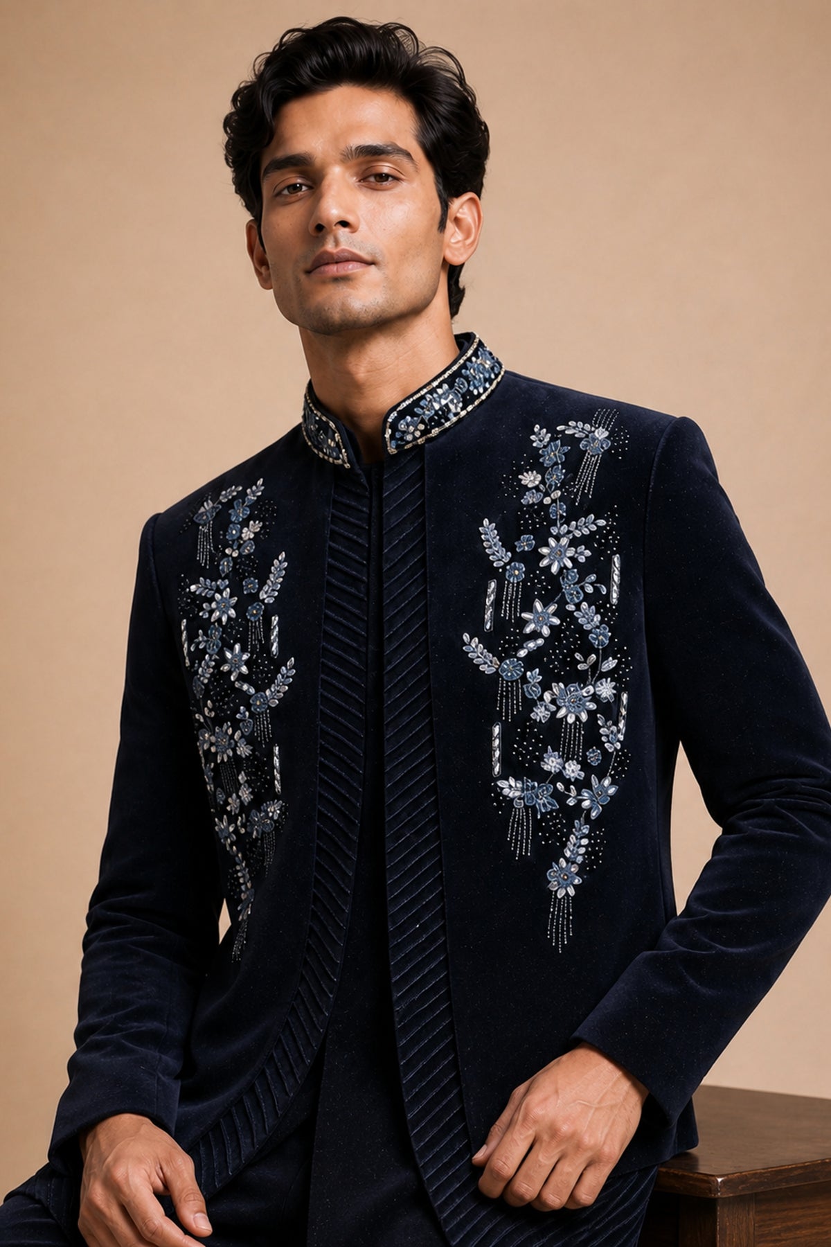 NAVY BLUE DESIGNER INDO-WESTERN