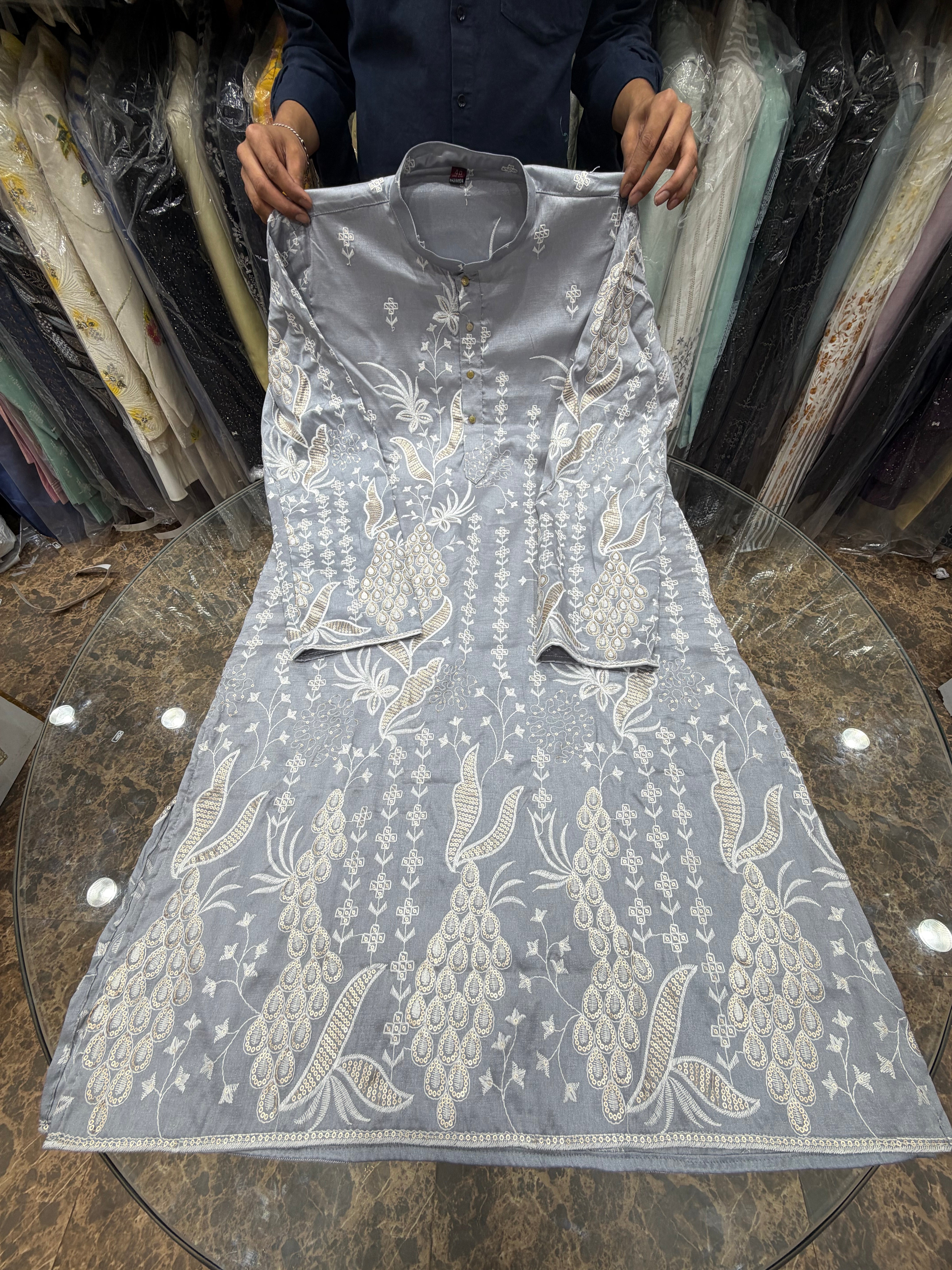 GREY DESIGNER KURTHA