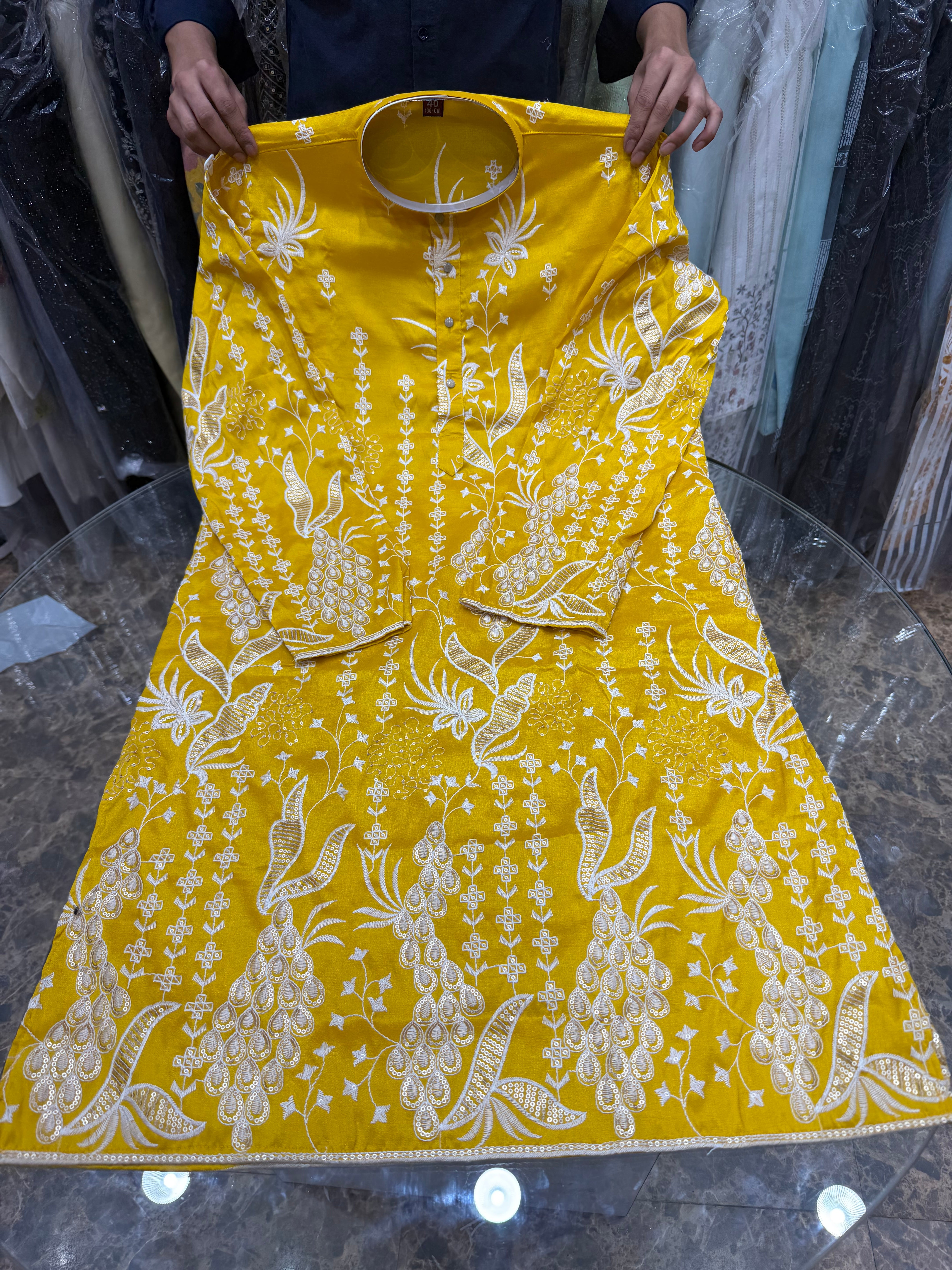 YELLOW PANELLING KURTHA