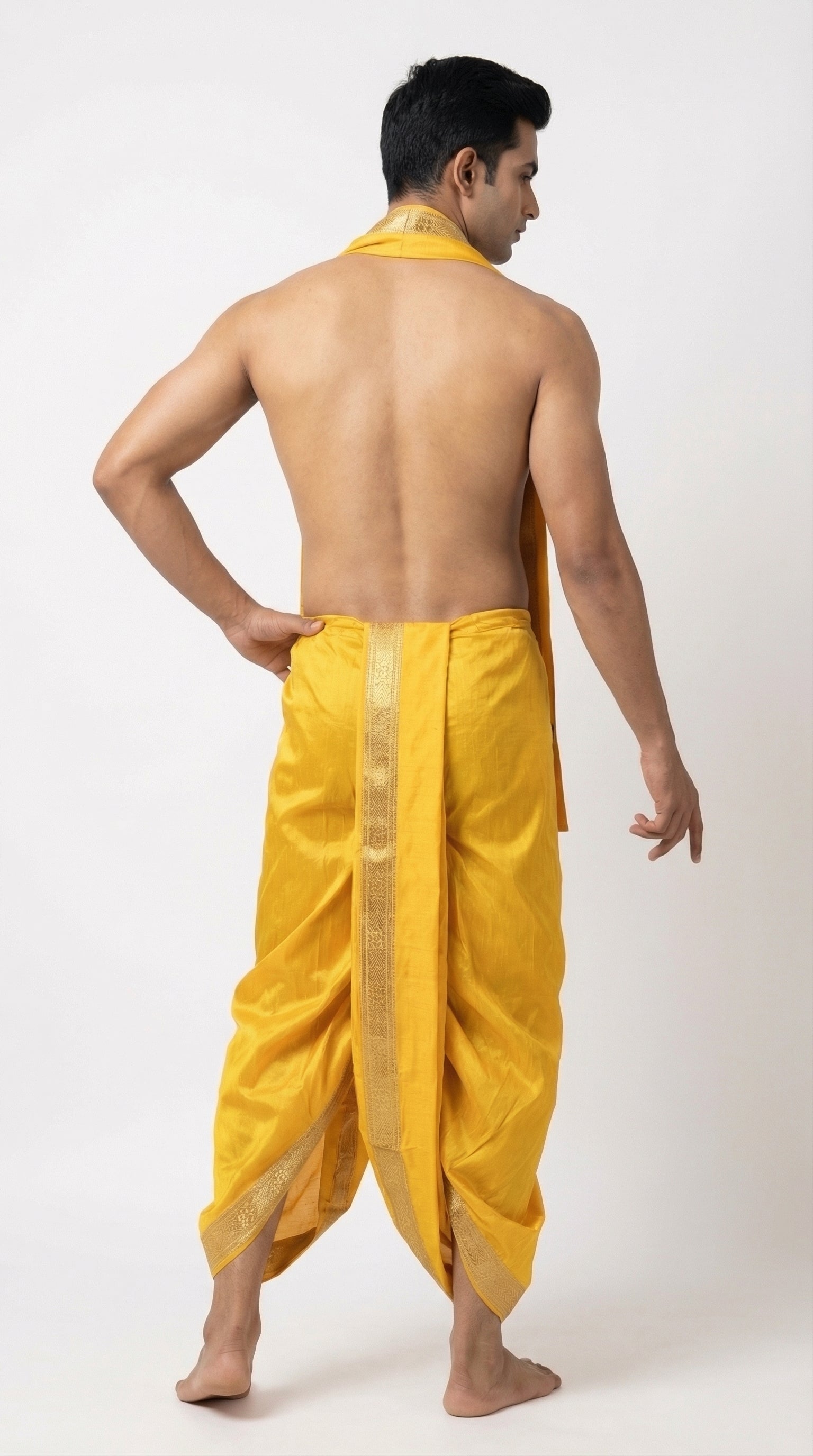 MUSTURD YELLOW DHOTI UPARNA