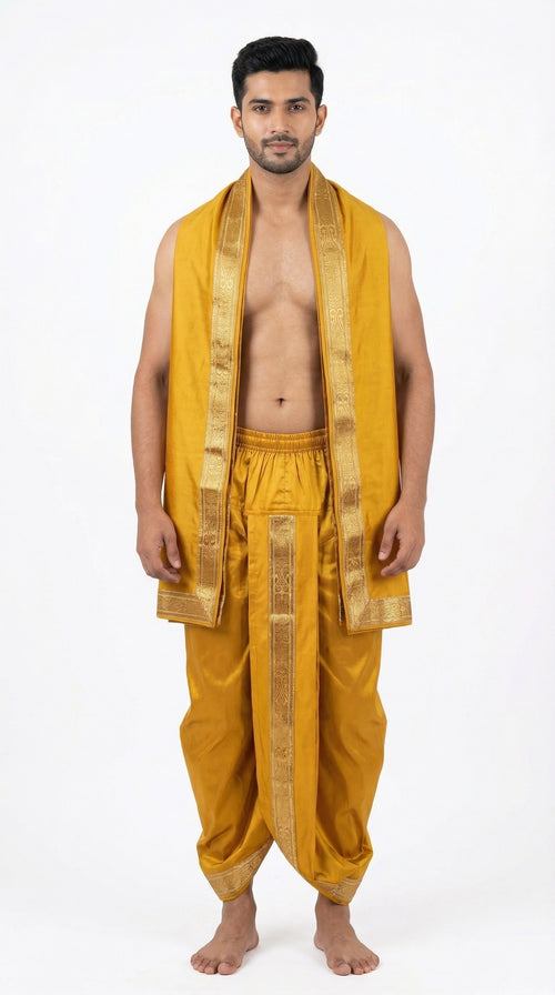 MUSTURD YELLOW DHOTI UPARNA