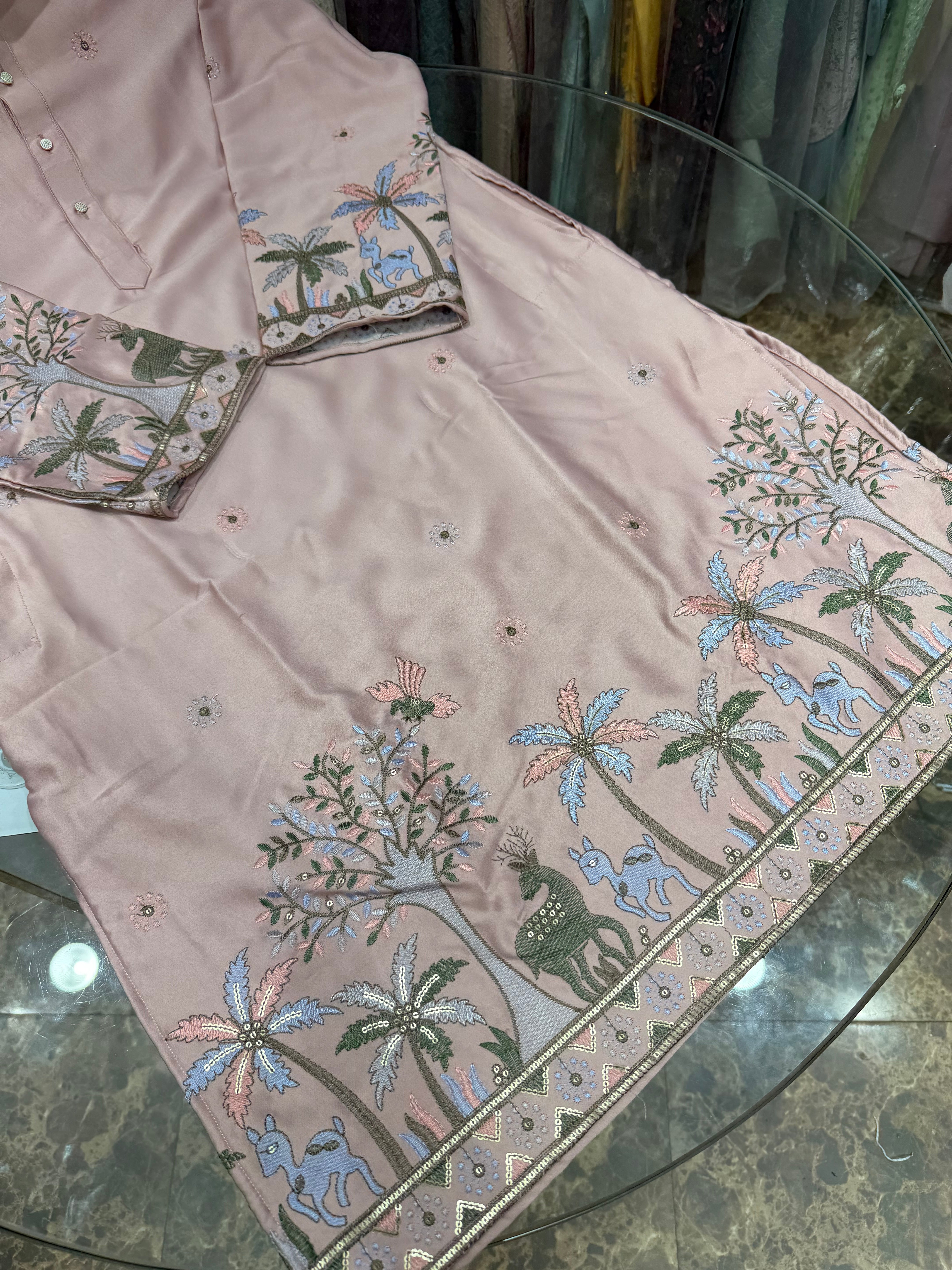 BABY PINK PANELLING KURTA