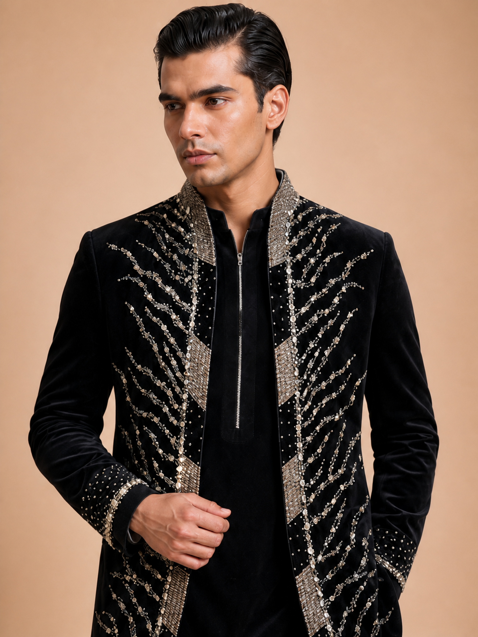 BLACK TIGER EMBROIDERED INDO-WESTERN