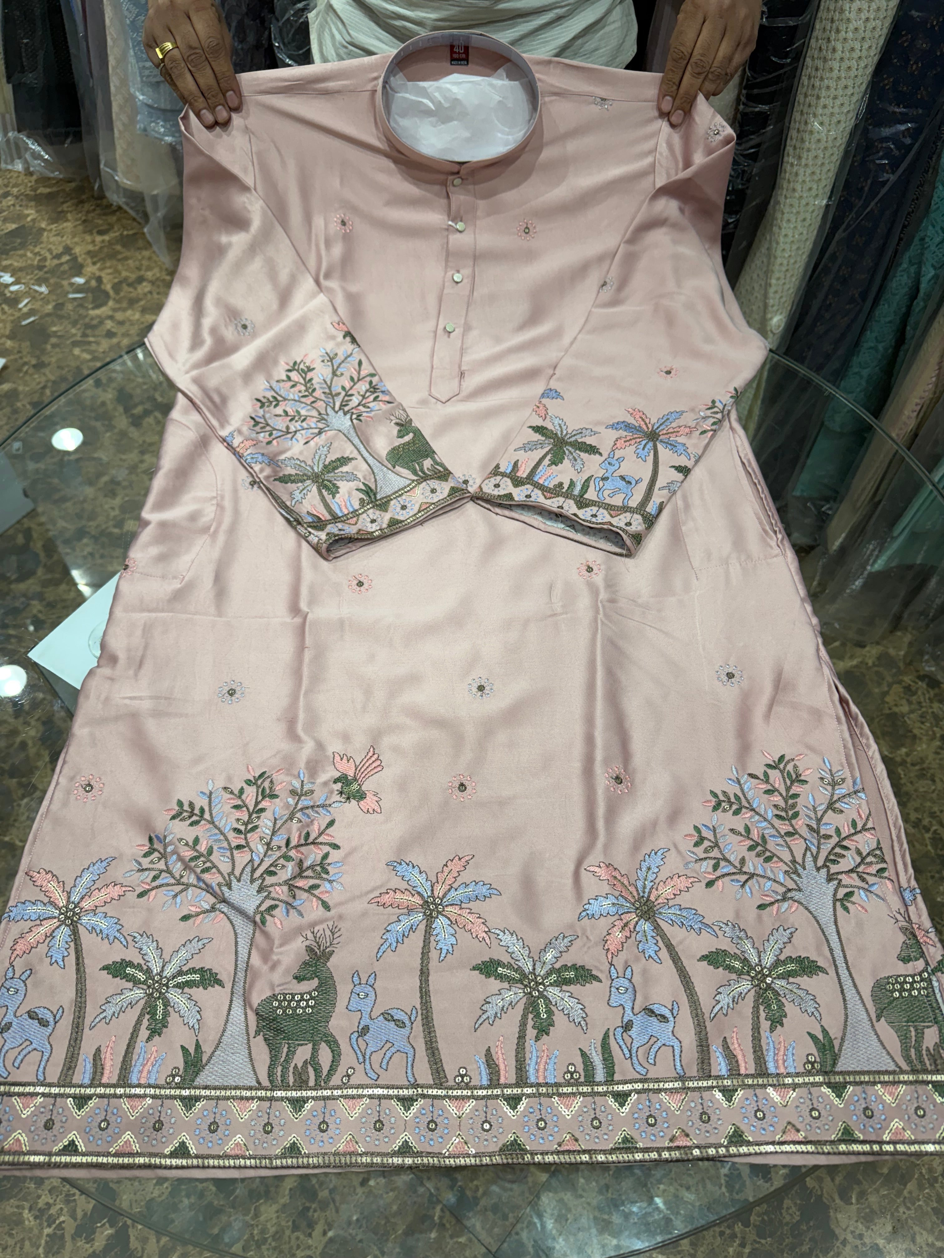 BABY PINK PANELLING KURTA