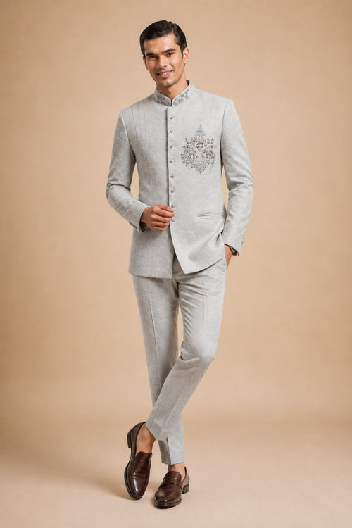 LIGHT GREY DESIGNER INDO-WESTERN