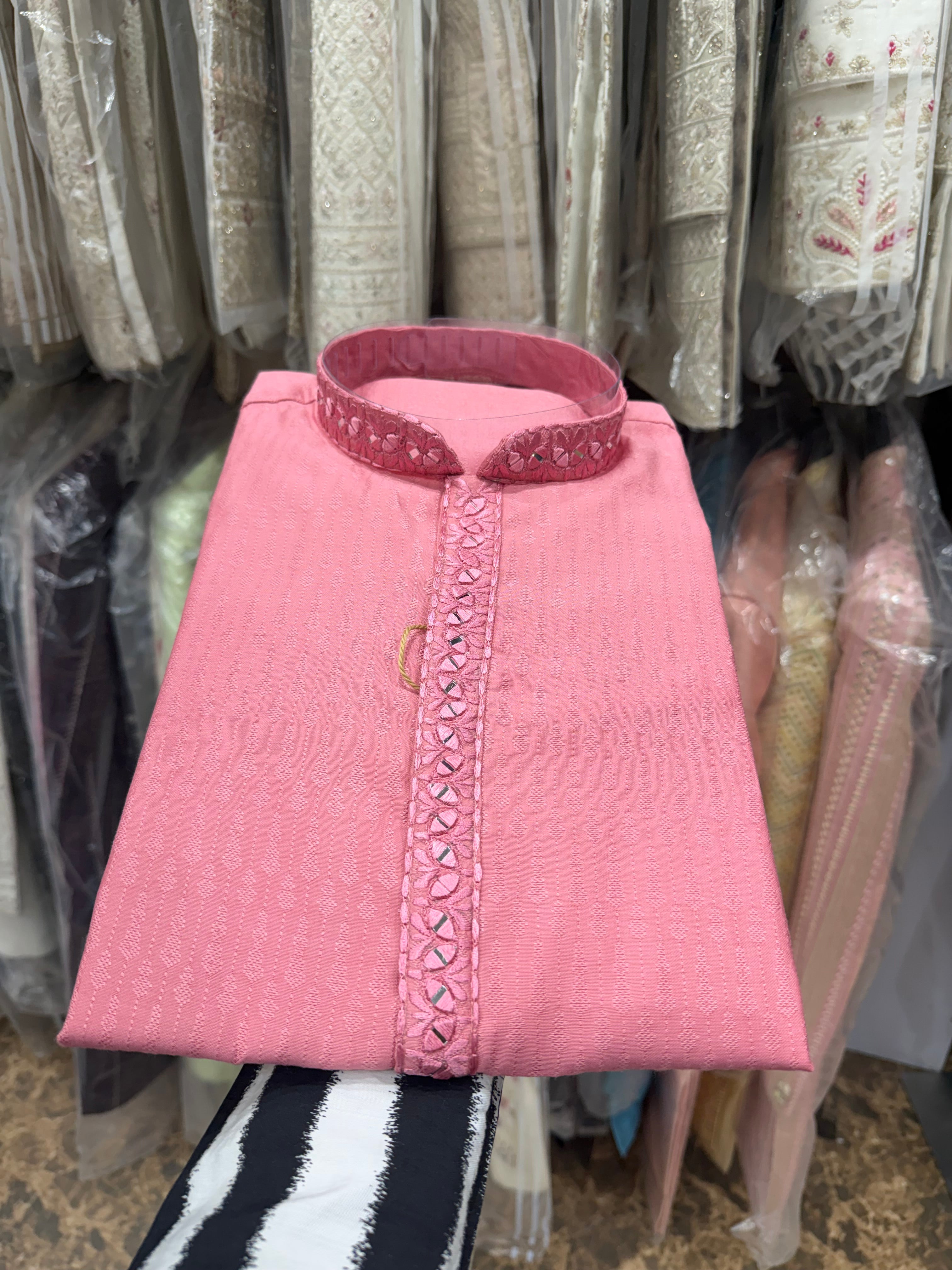 PINK MIRROR WORK DESIGNER KURTA
