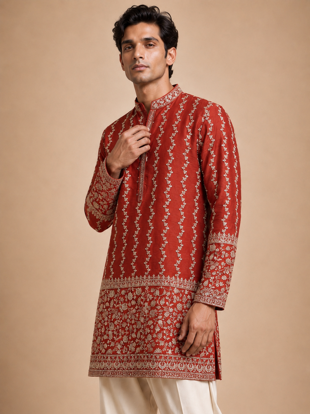 ROYAL CRIMSON EMBROIDERED KURTA