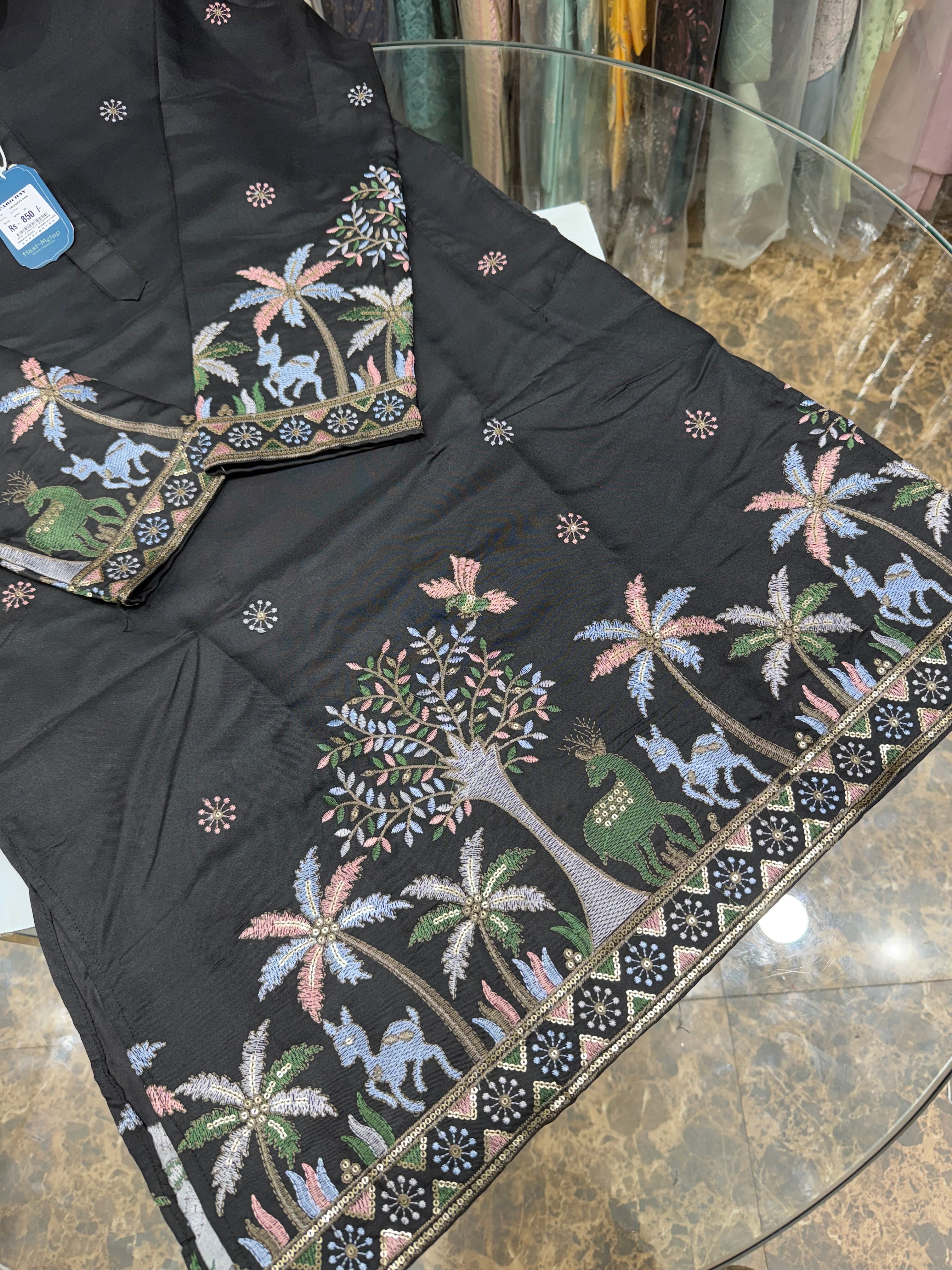 BLACK PANELLING KURTA