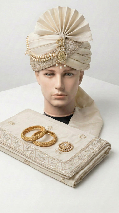 ROYAL IVORY GROOM SAFA AND SHAWL