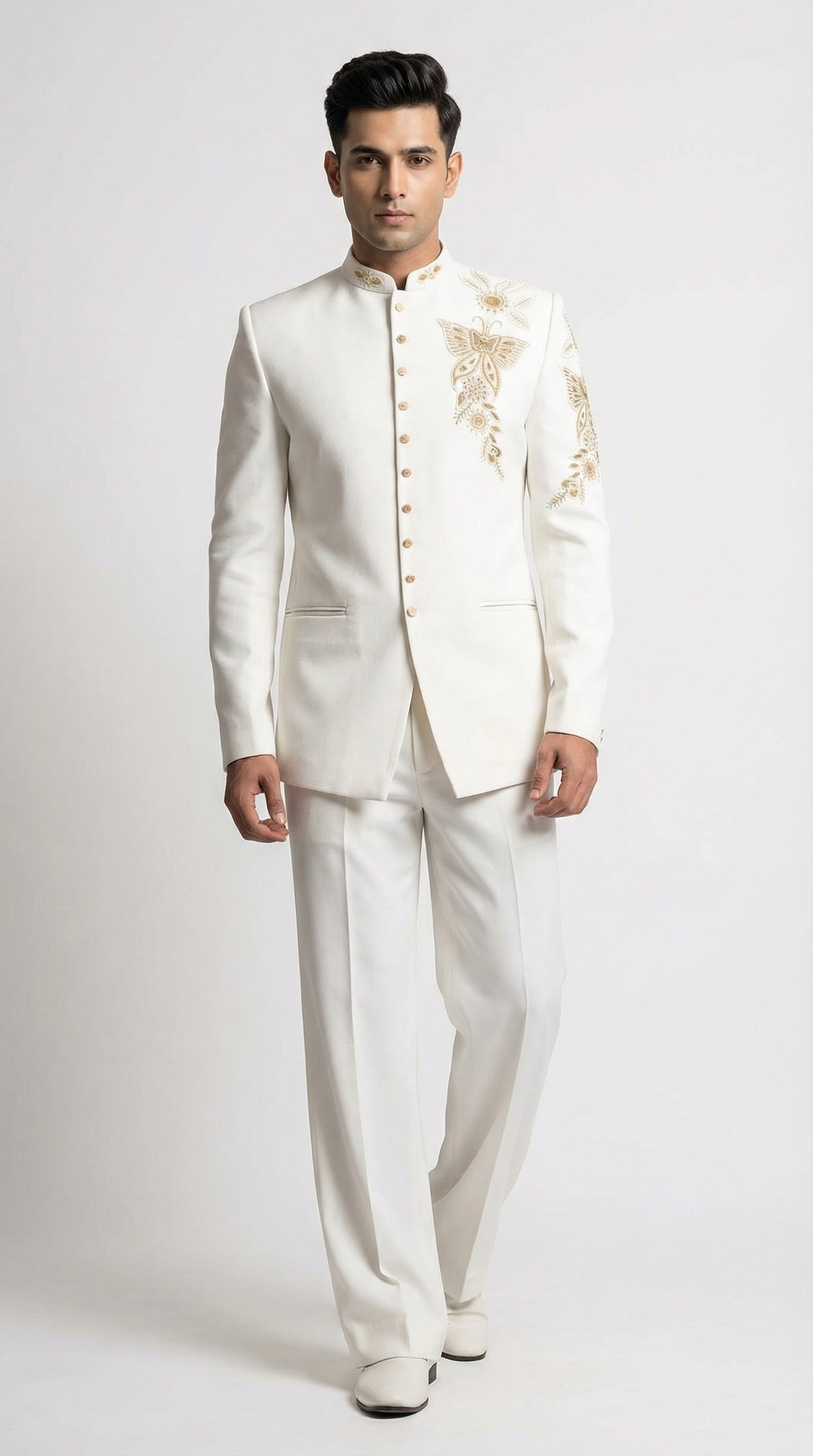 RESPLENDENT CREAM EMBROIDERED JODHPURI