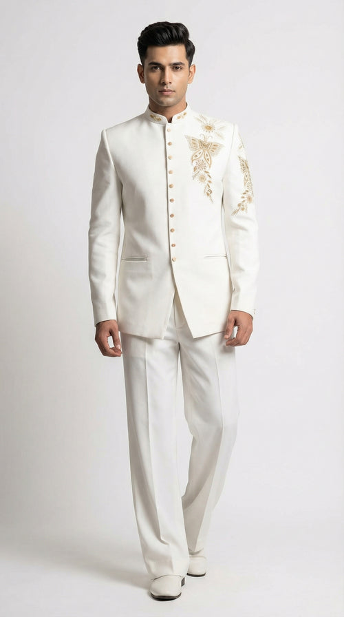 RESPLENDENT CREAM EMBROIDERED JODHPURI