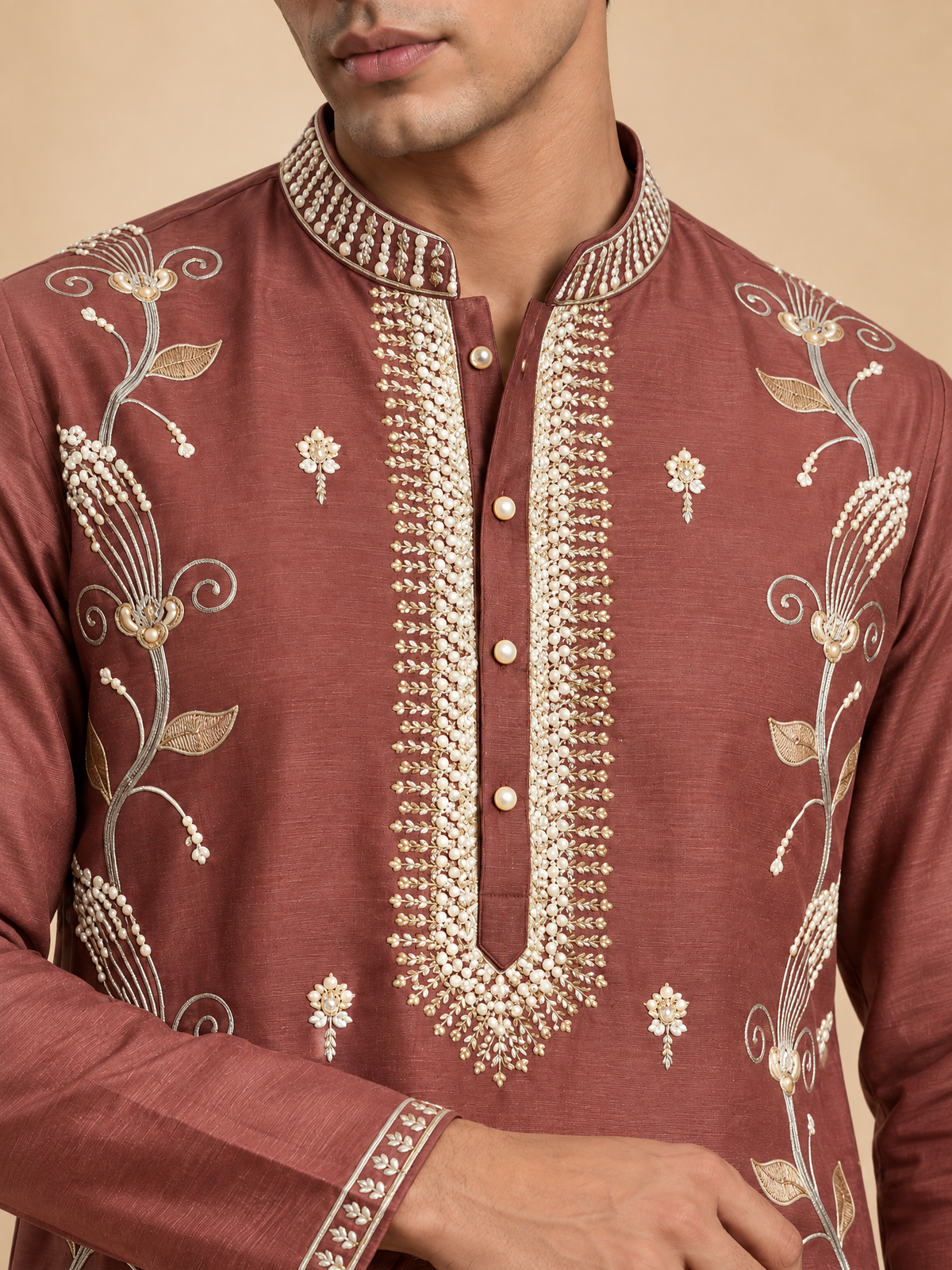 DUSTY ROSE EMBROIDERED KURTA