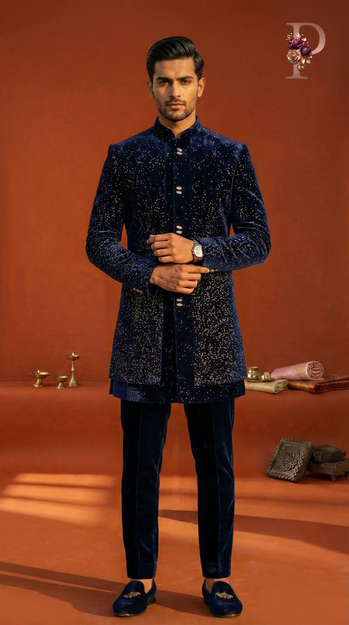 INDO WESTERN STONE JAQ BLUE