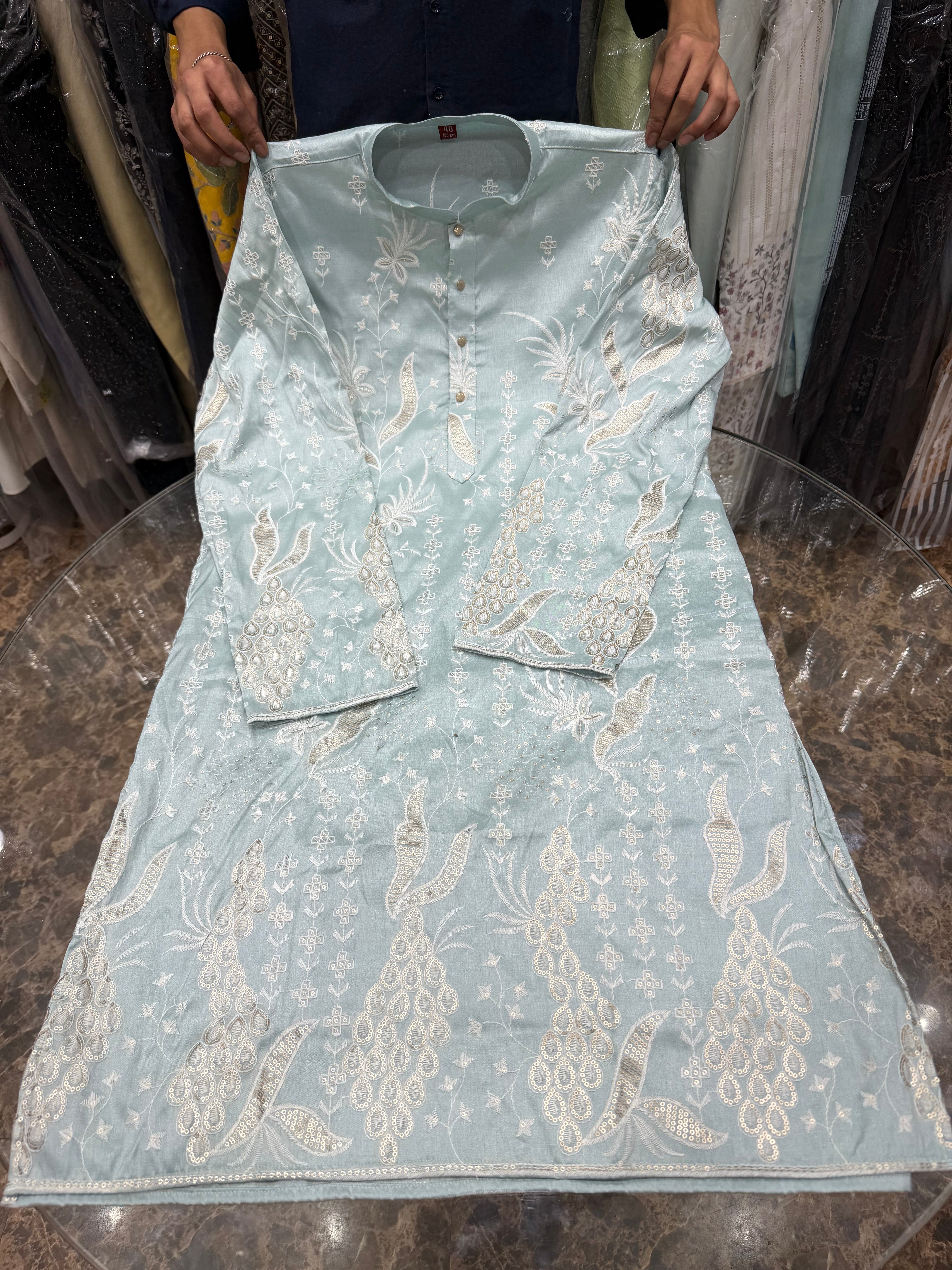 SKY BLUE DESIGNER KURTHA