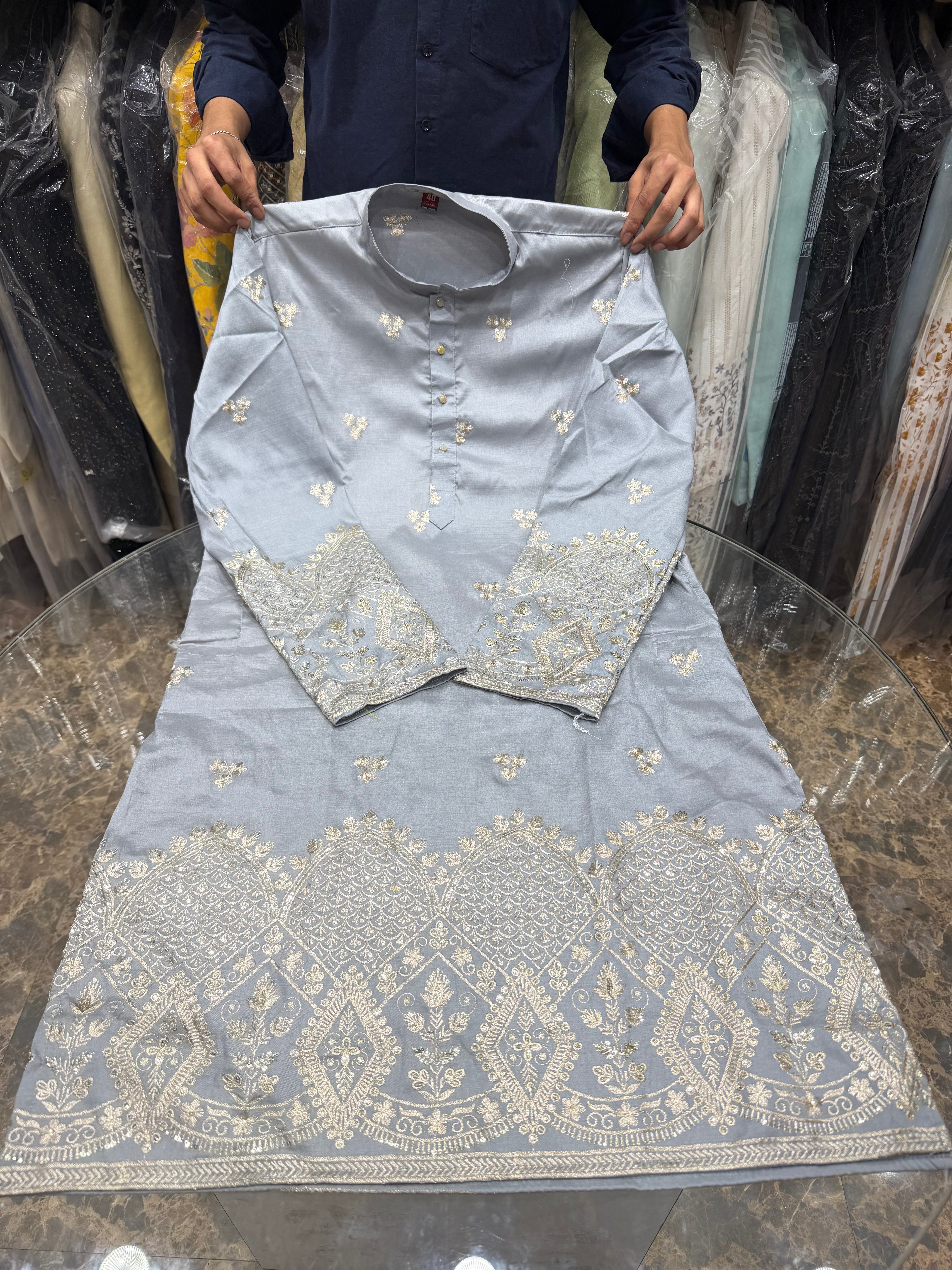 DARK GREY PANELLING KURTHA