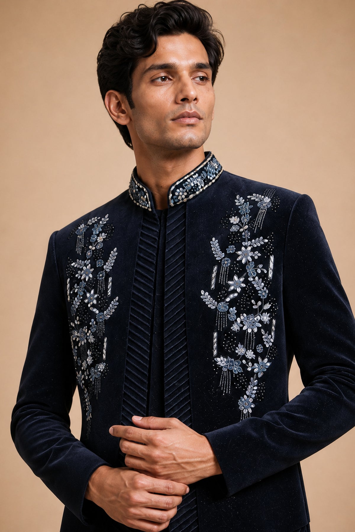 NAVY BLUE DESIGNER INDO-WESTERN