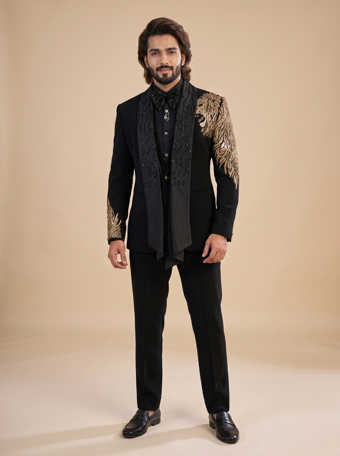 BLACK EMBROIDERED TUXEDO