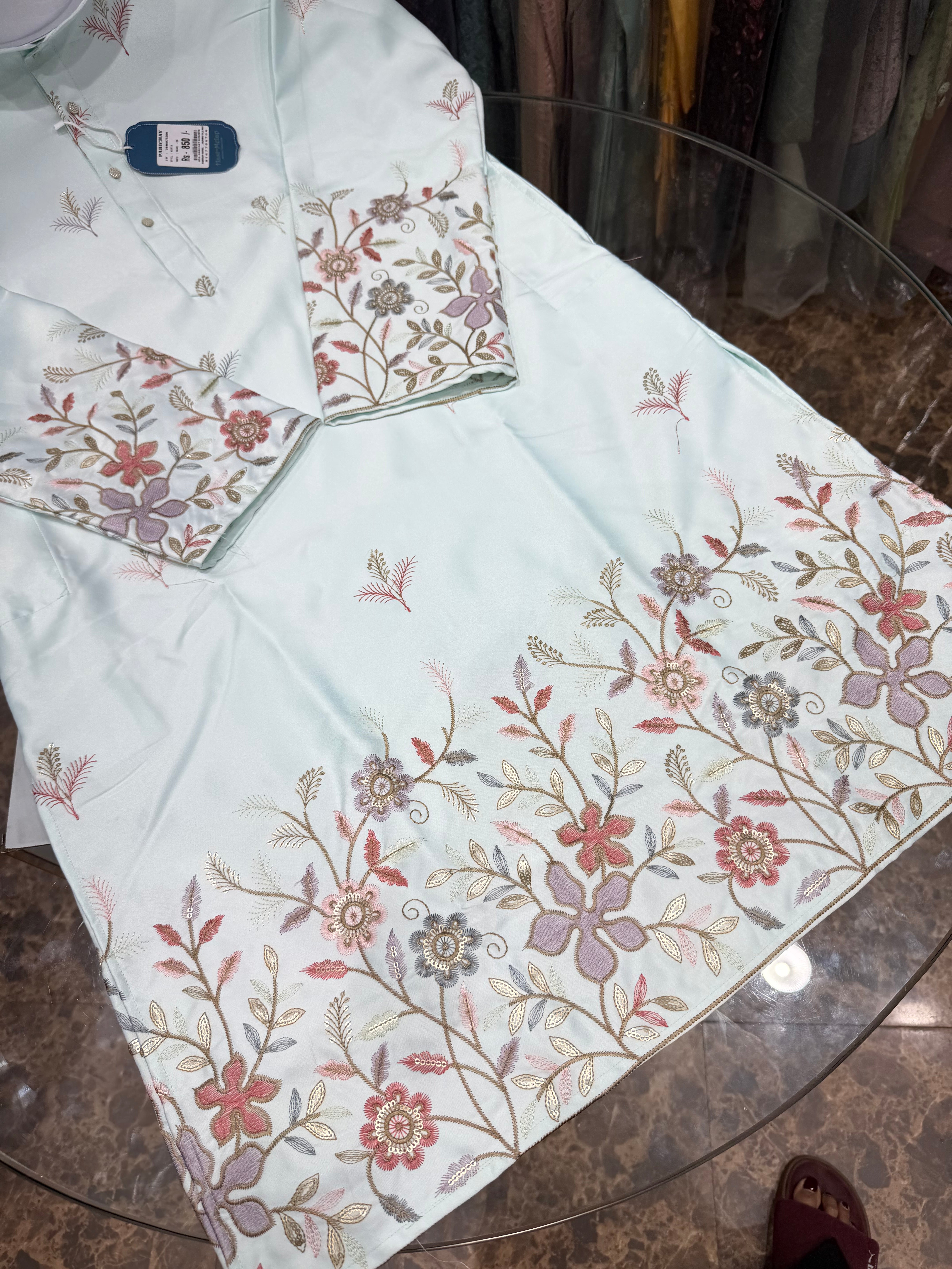 LIGHT SKY BLUE PANELING KURTA