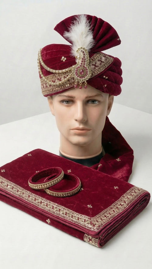 RED SAFA AND SHAWL