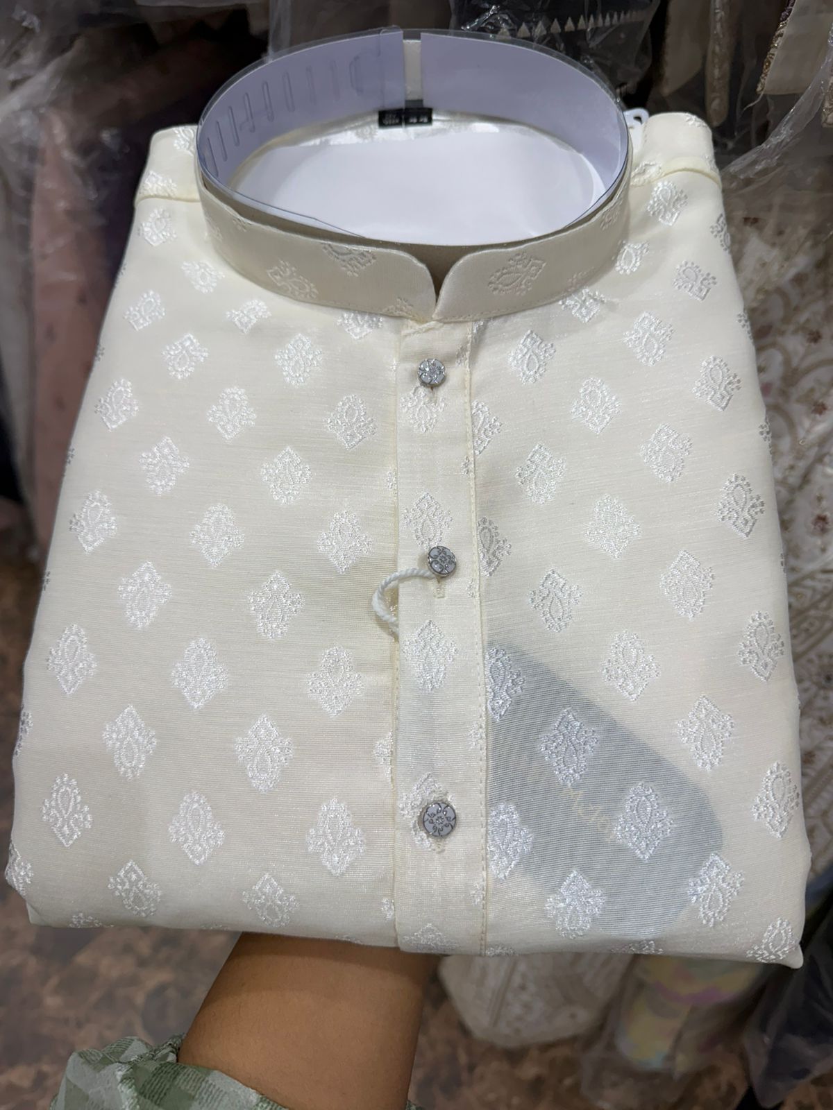 CREAM JACQUARD KURTA