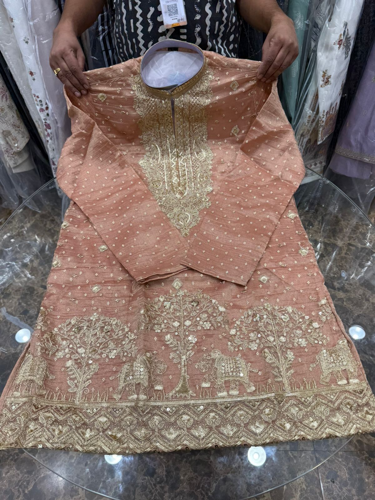 PEACH EMBROIDERY KURTA