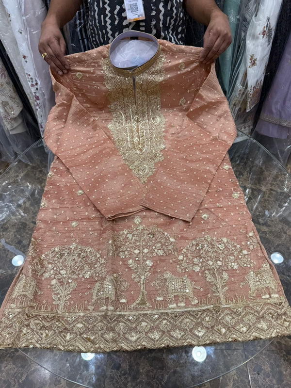 PEACH EMBROIDERY KURTA