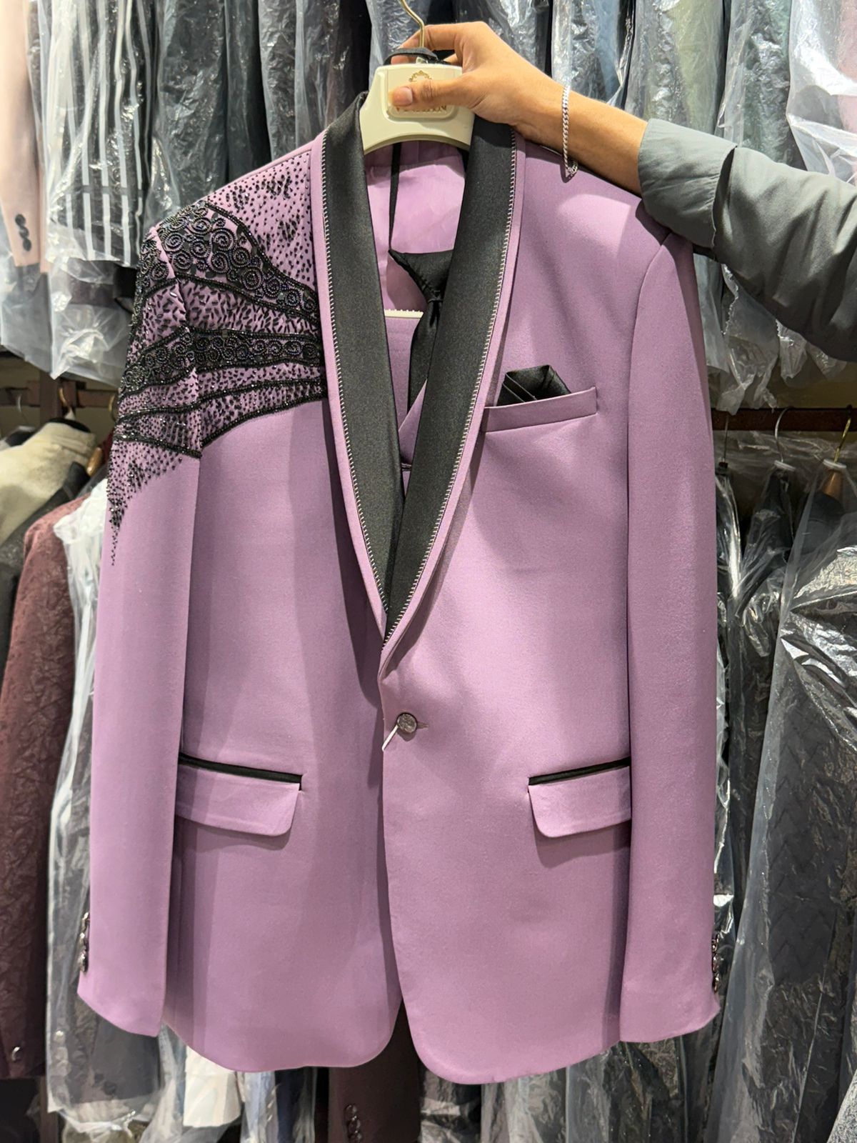 PINKISH COLOUR HAND WORK TUXEDO SET