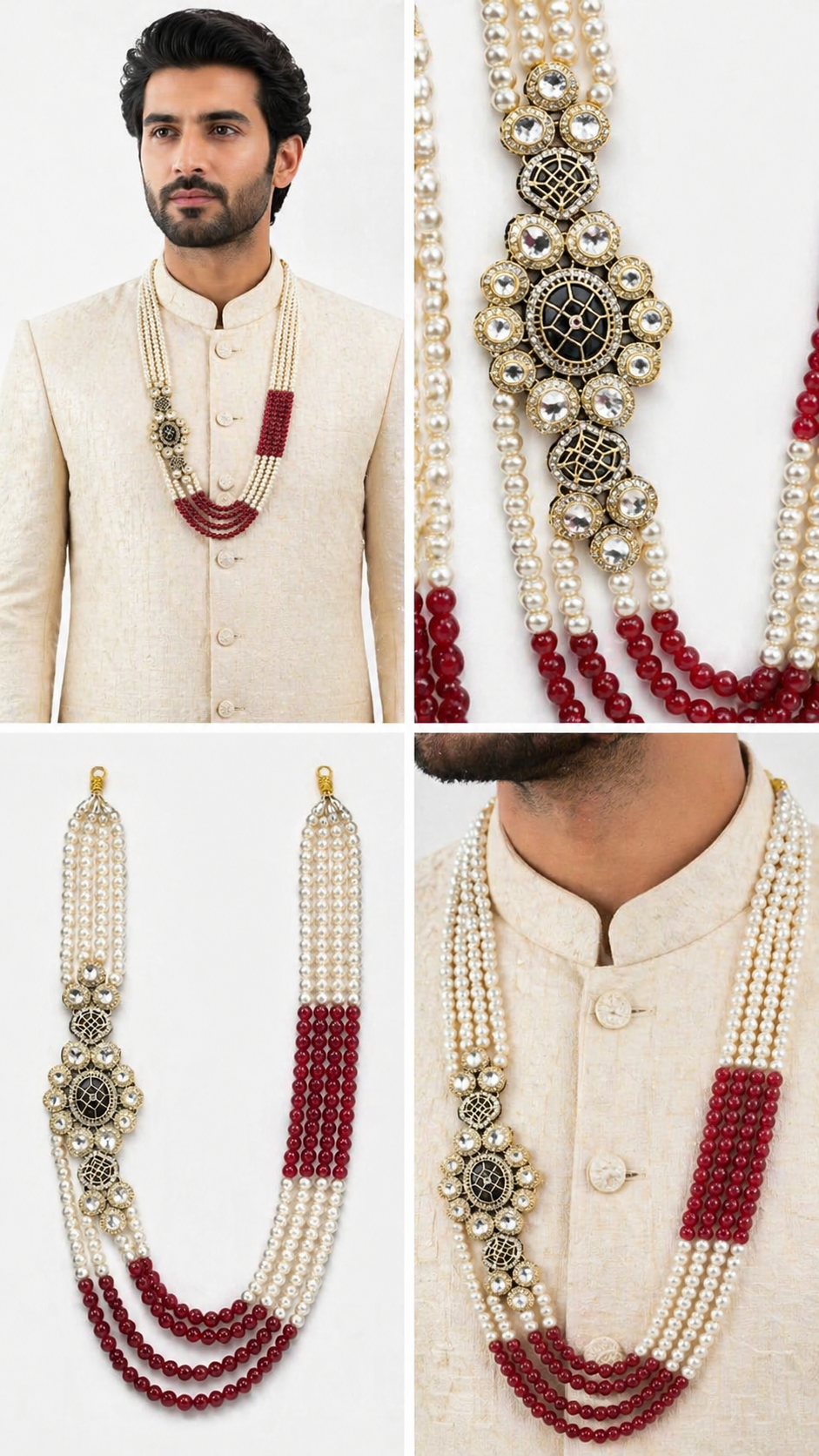 Majestic Maroon & Pearl Layered Mala