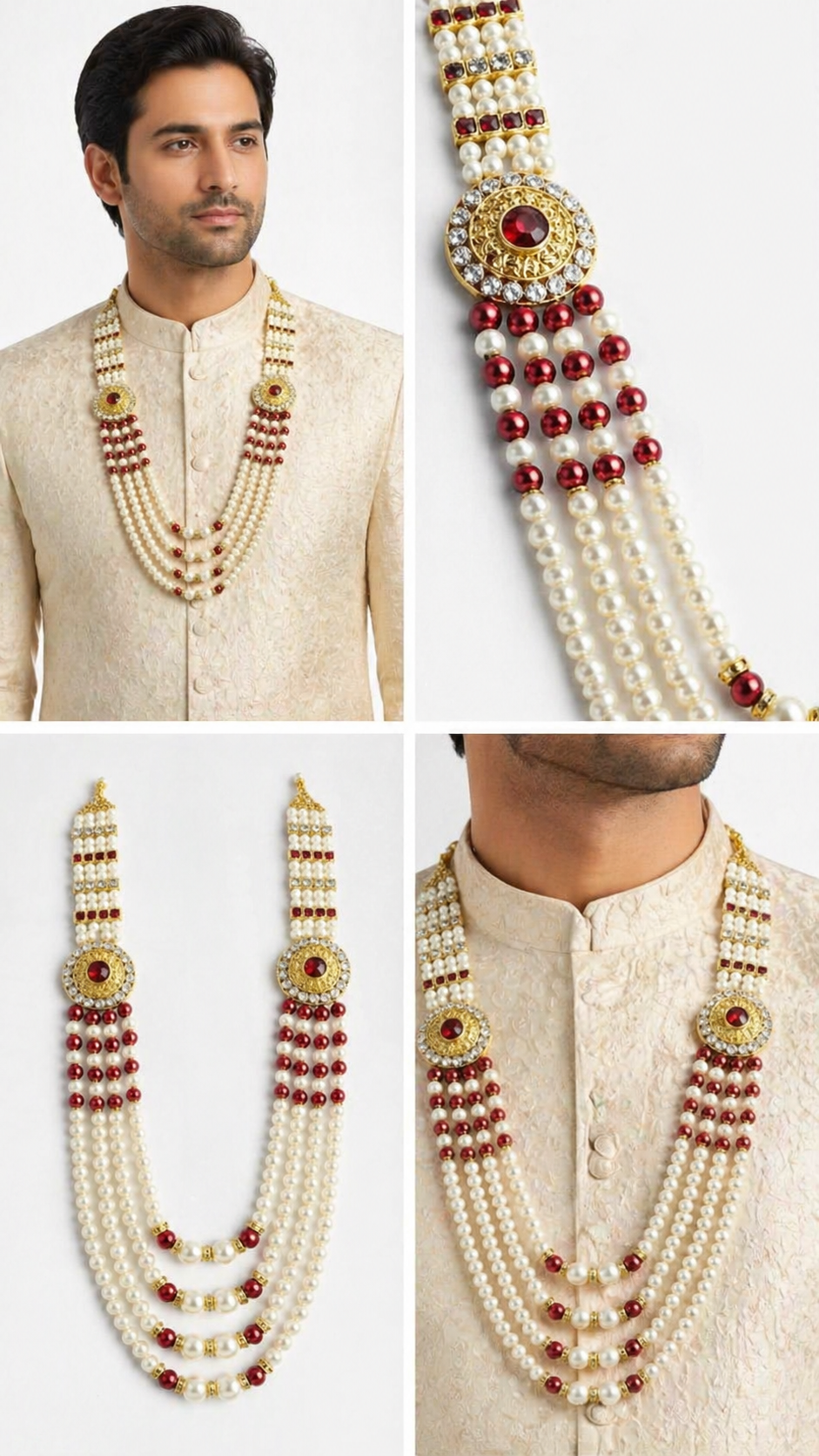 Royal Crimson & Pearl Pancheshwar Mala