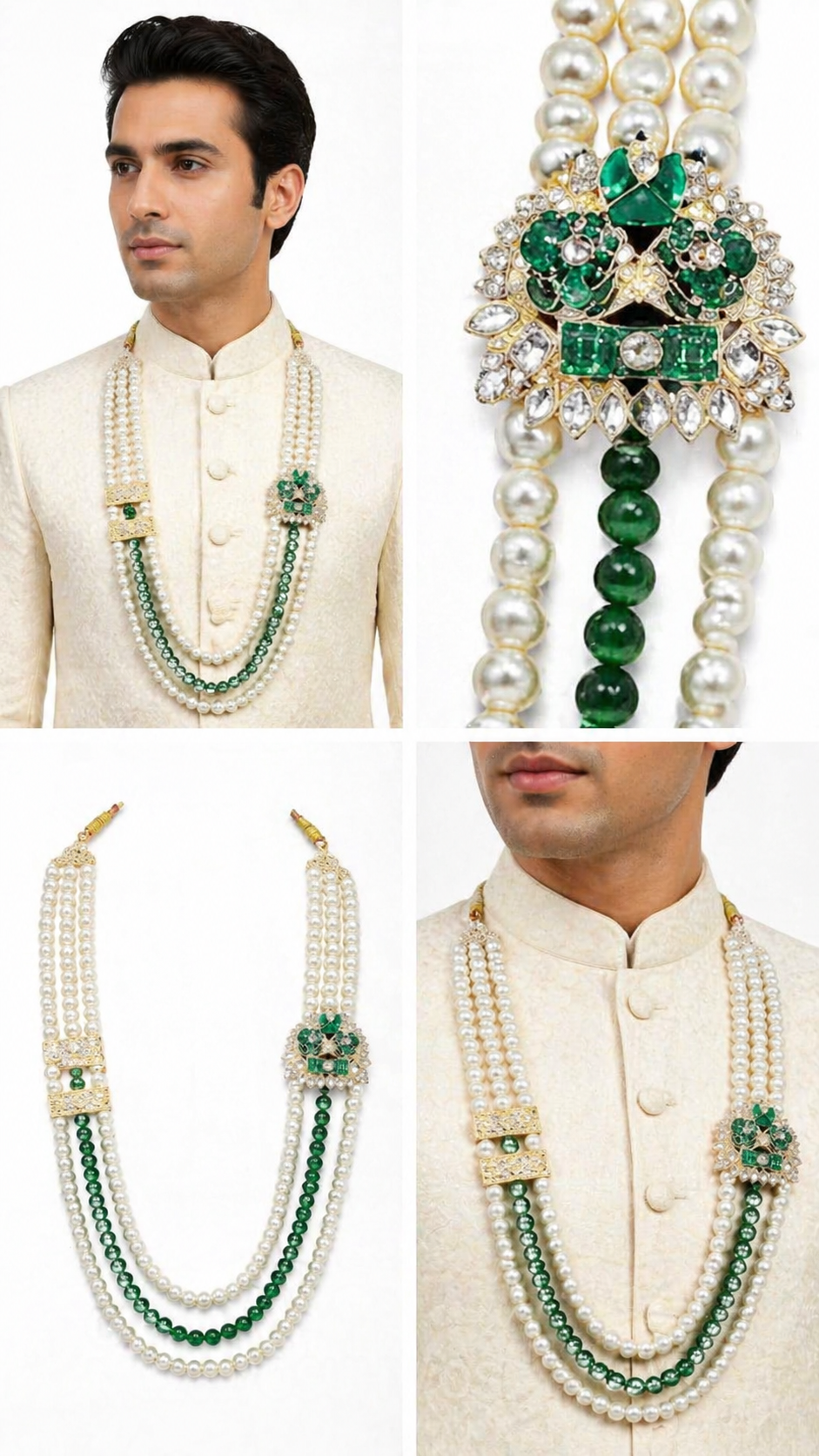 Royal Emerald-Tone & Kundan Maharaja Mala