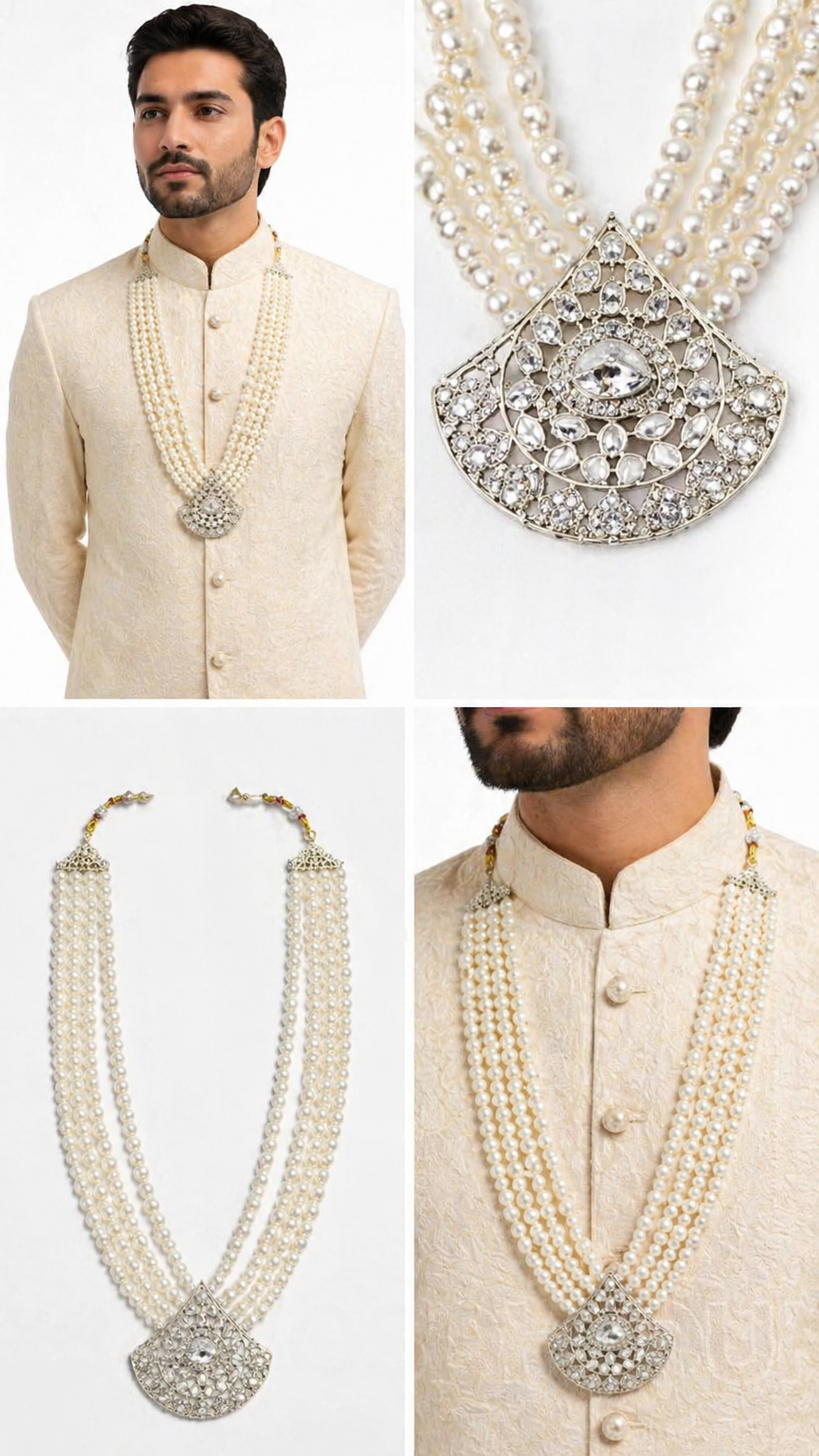 Imperial Crystal-Studded Five-Layered Pearl Haar