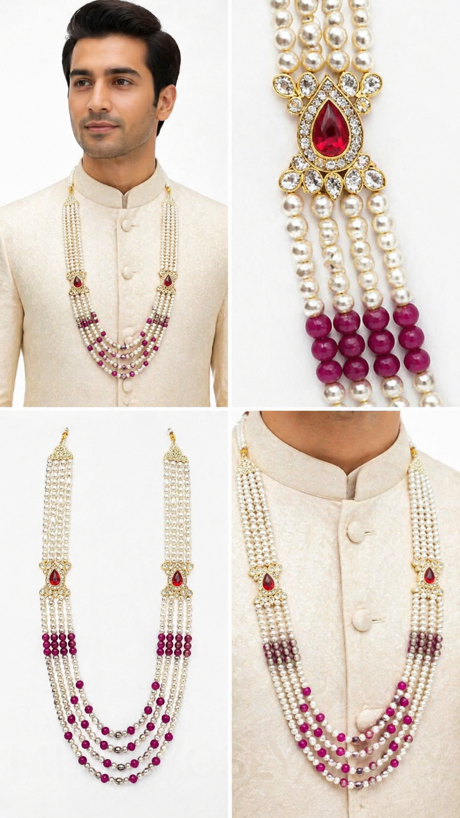 Royal Ruby & Pearl Pancheshwar Mala