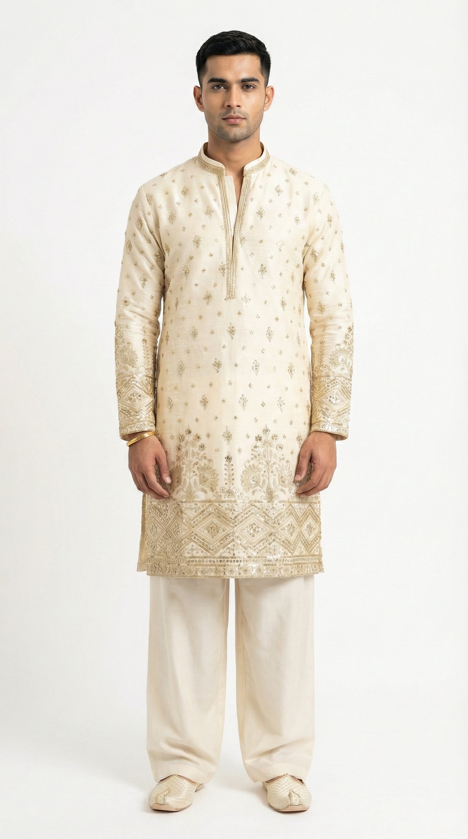 IVORY EMBROIDERED KURTA
